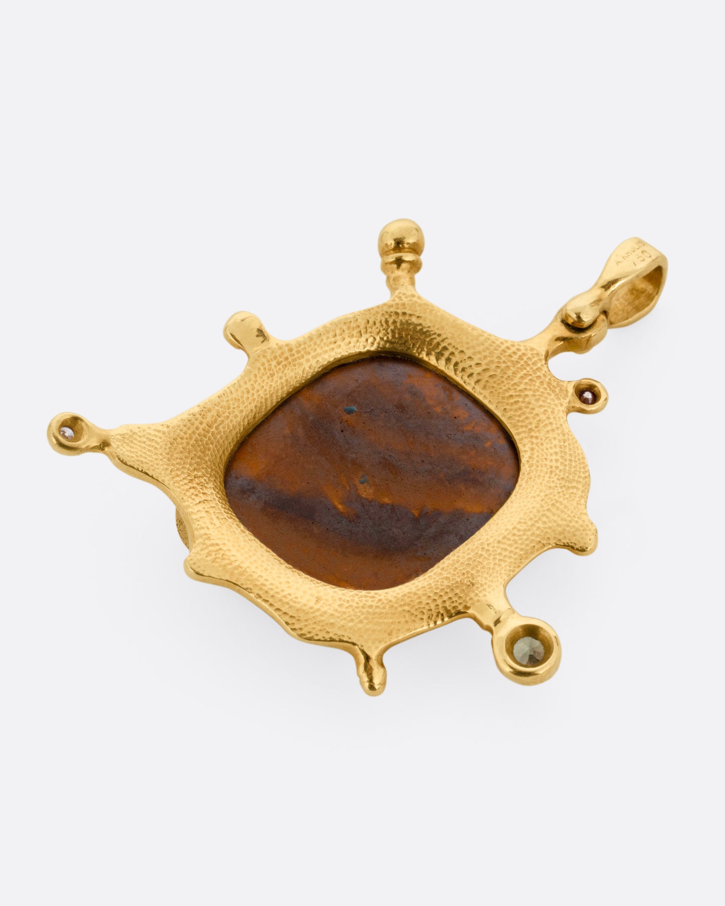 Boulder Opal, Diamond, and Sapphire Pendant