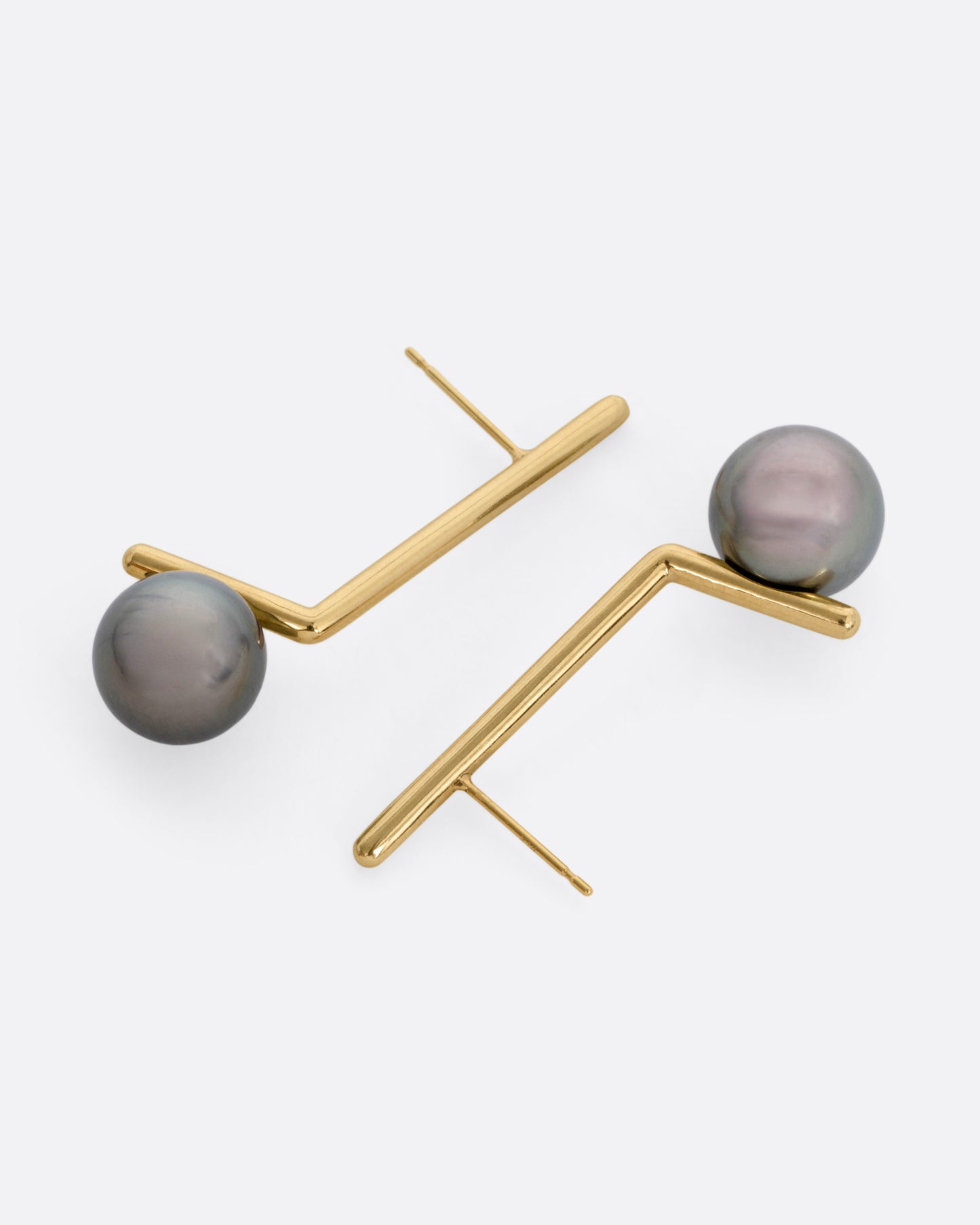 Large Black Tahitian Pearl Stud Earrings