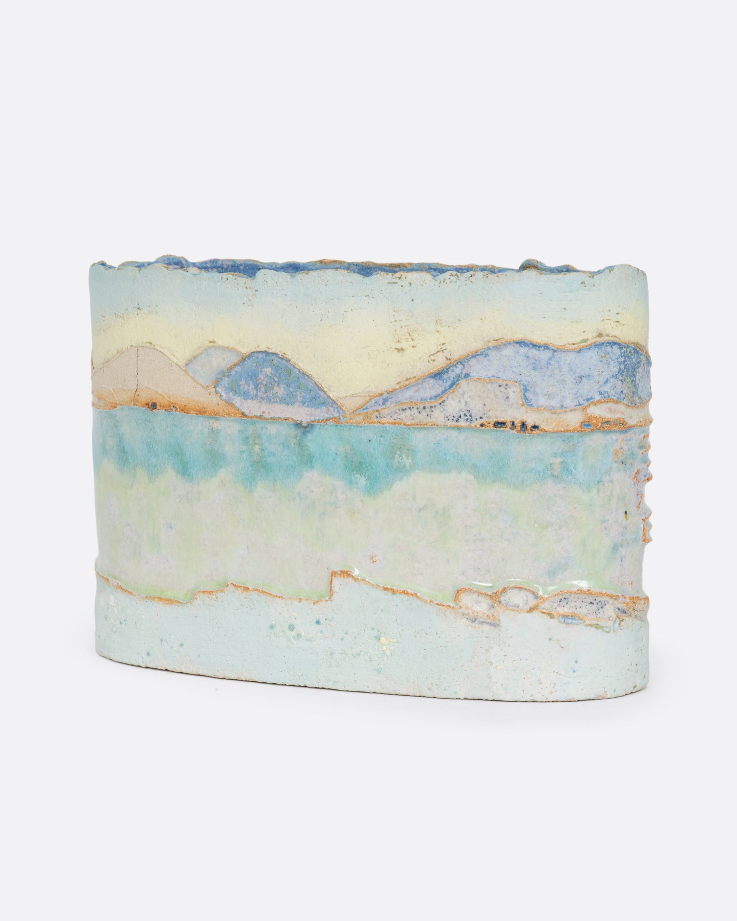 Blue, Yellow, and Green Landscape Vessel