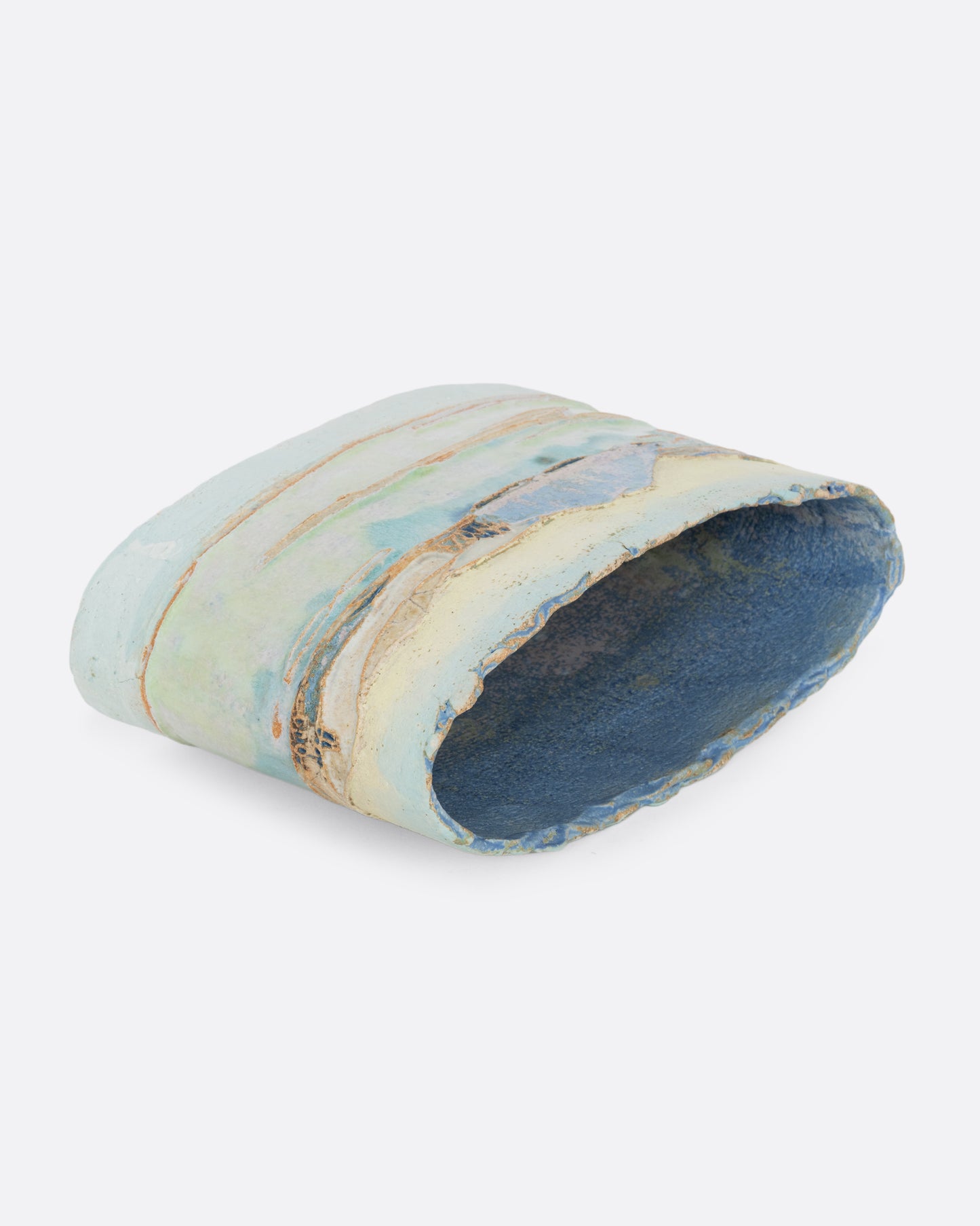 Blue, Yellow, and Green Landscape Vessel