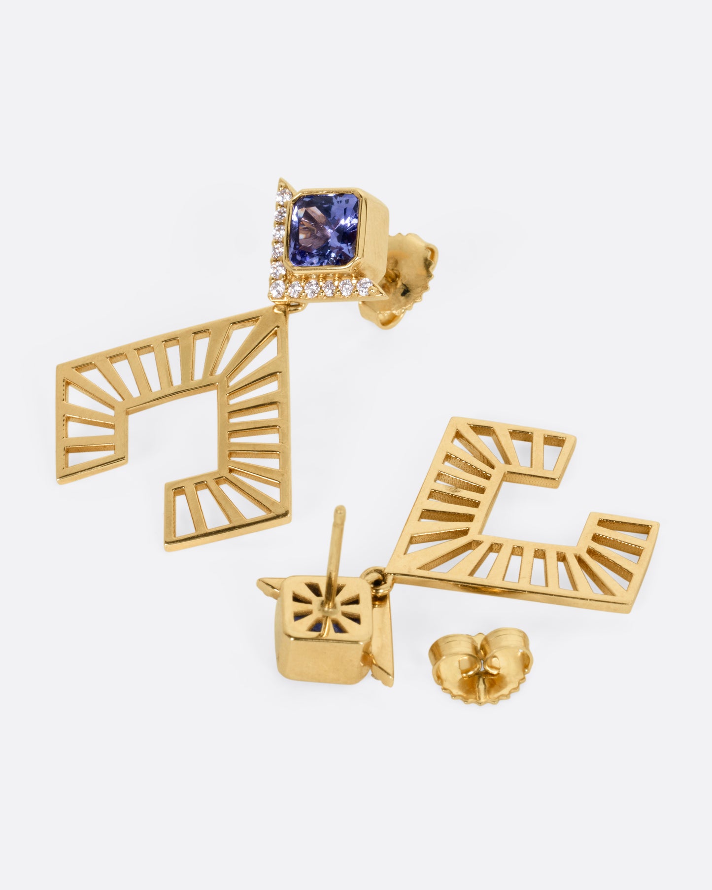 Elibelinde Tanzanite and Diamond Drop Earrings