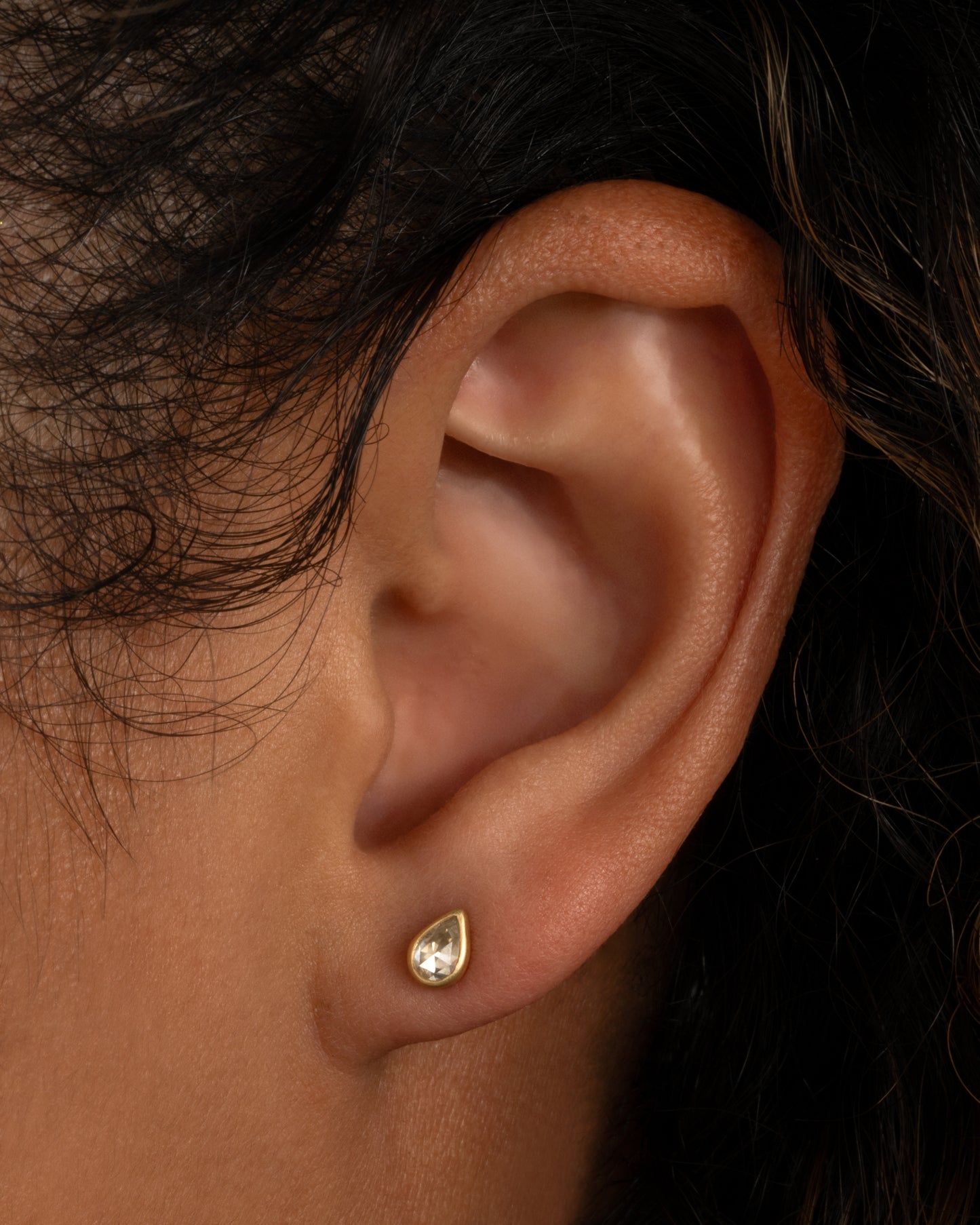 Tear Drop Diamond Stud Earrings