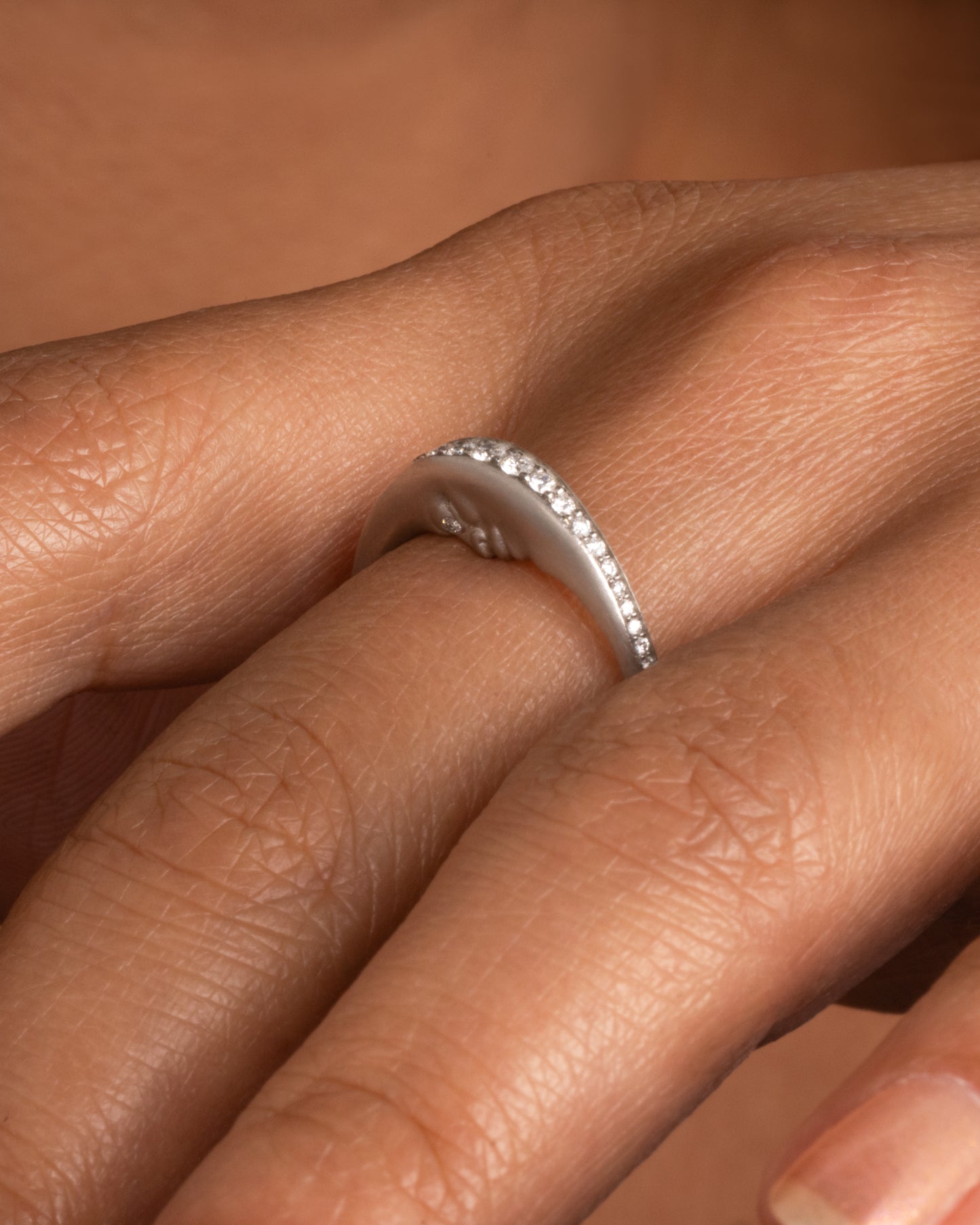 Diamond Moon Face Ring