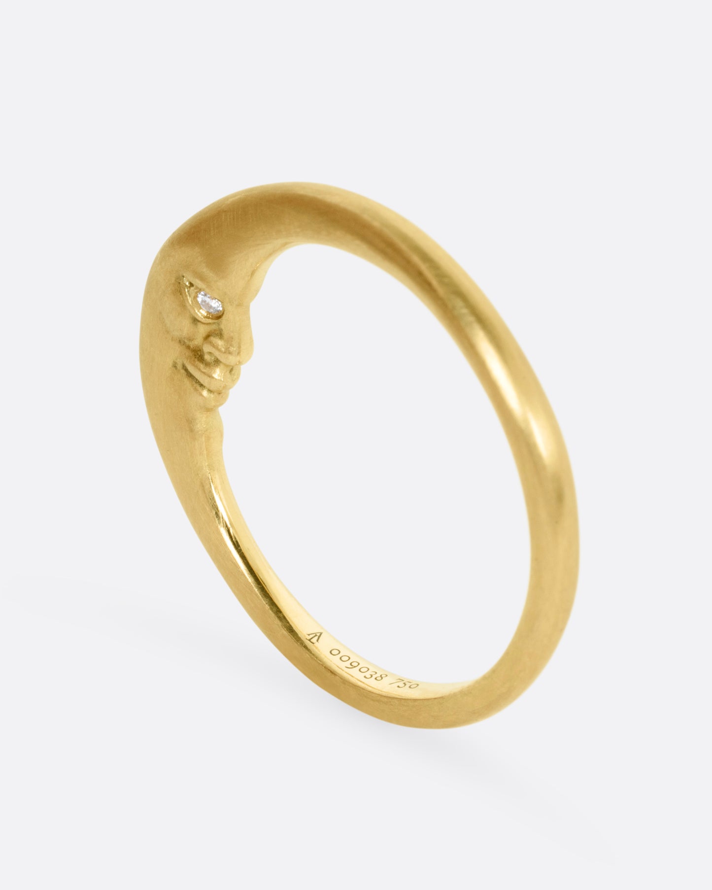 Diamond Eyed Crescent Moon Face Ring