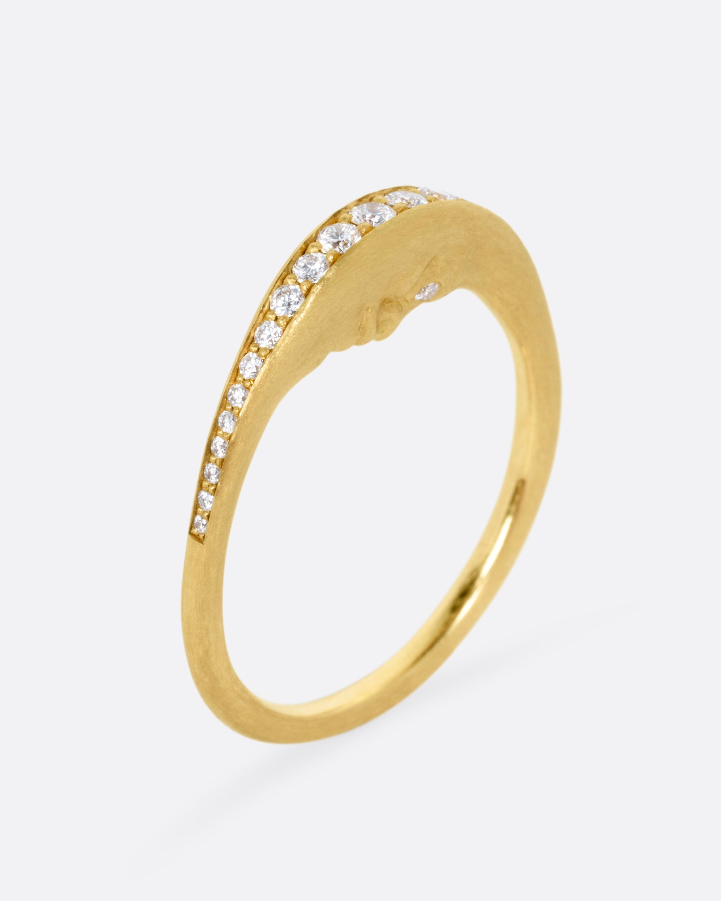 Crescent Moon Face Diamond Ring