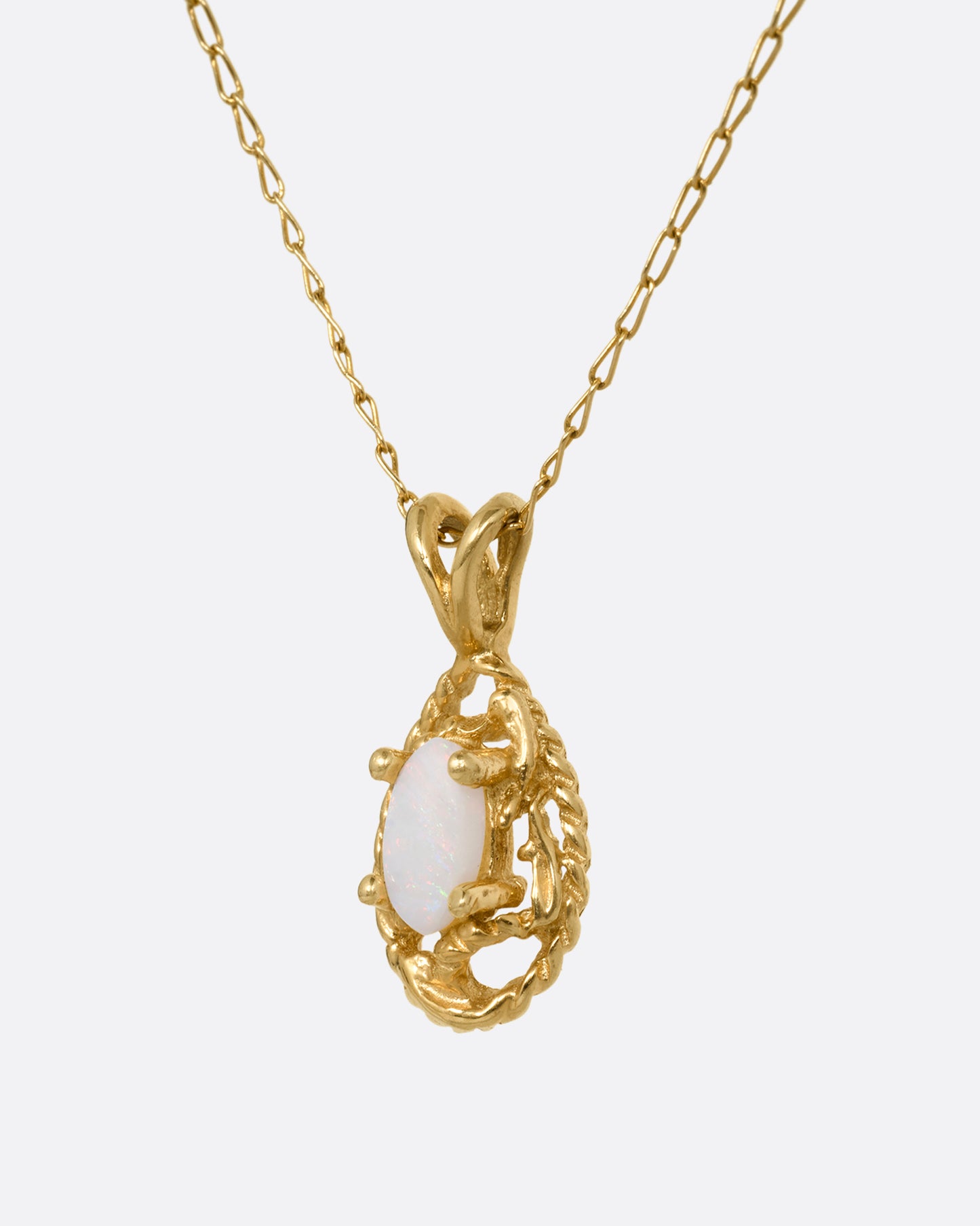 Opal Teardrop Pendant Necklace