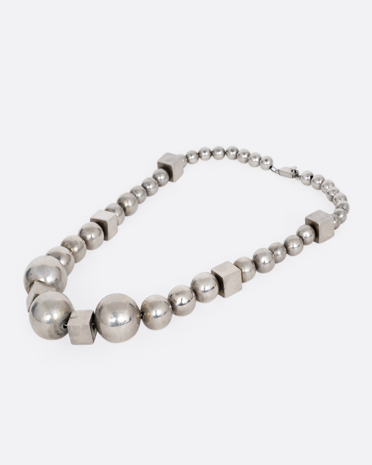 Chunky Silver Beaded Necklace