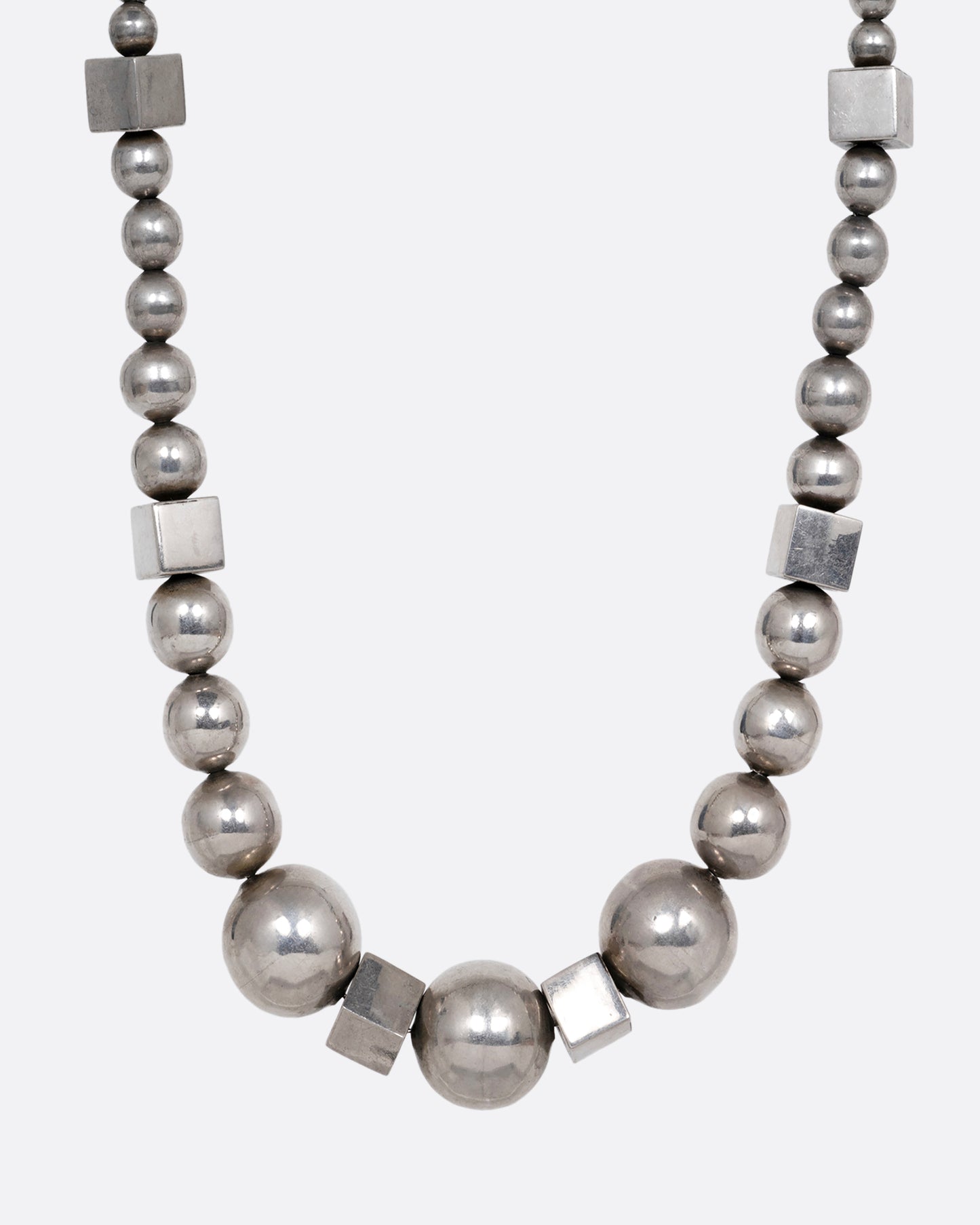 Chunky Silver Beaded Necklace