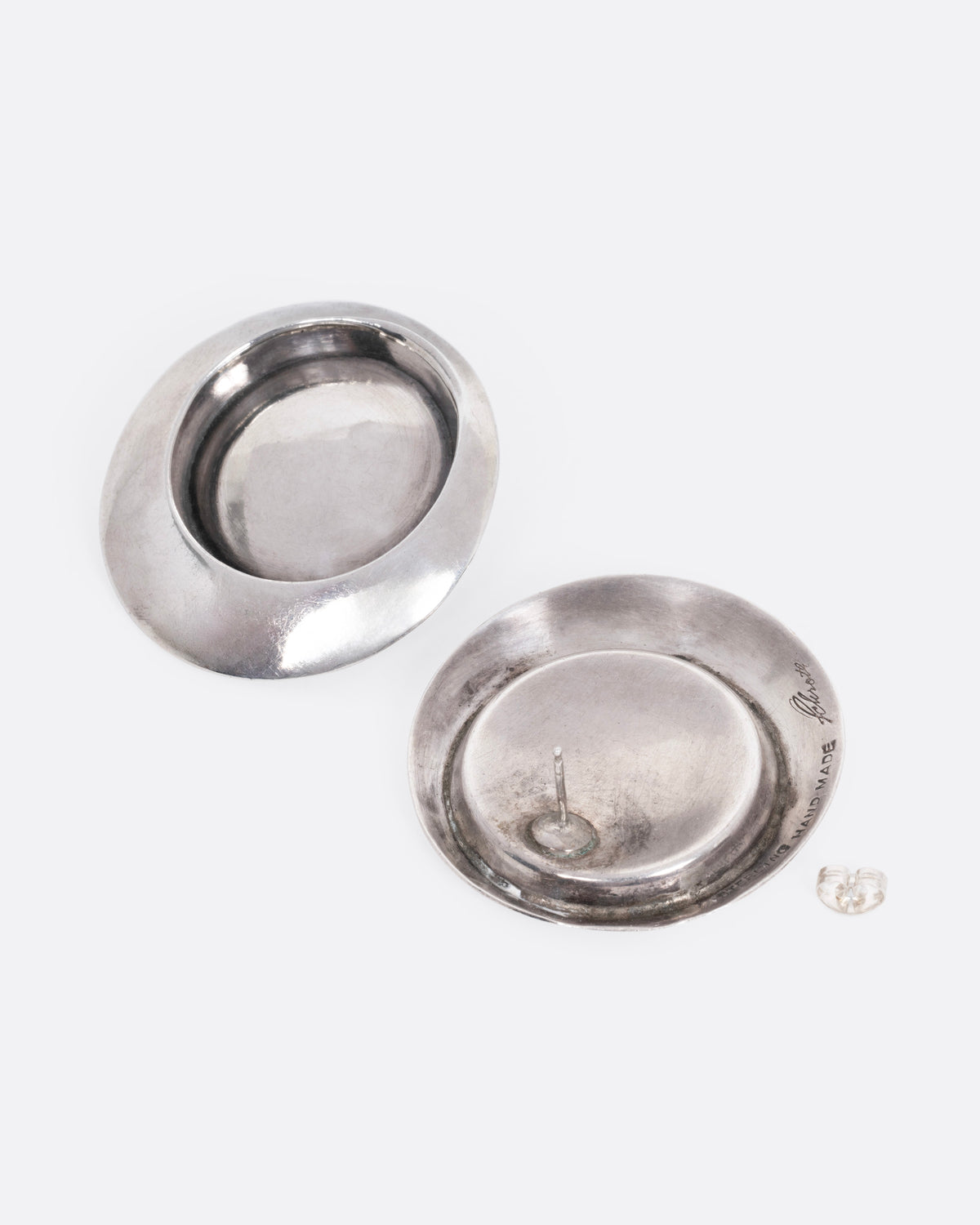 Recessed Button Stud Earrrings