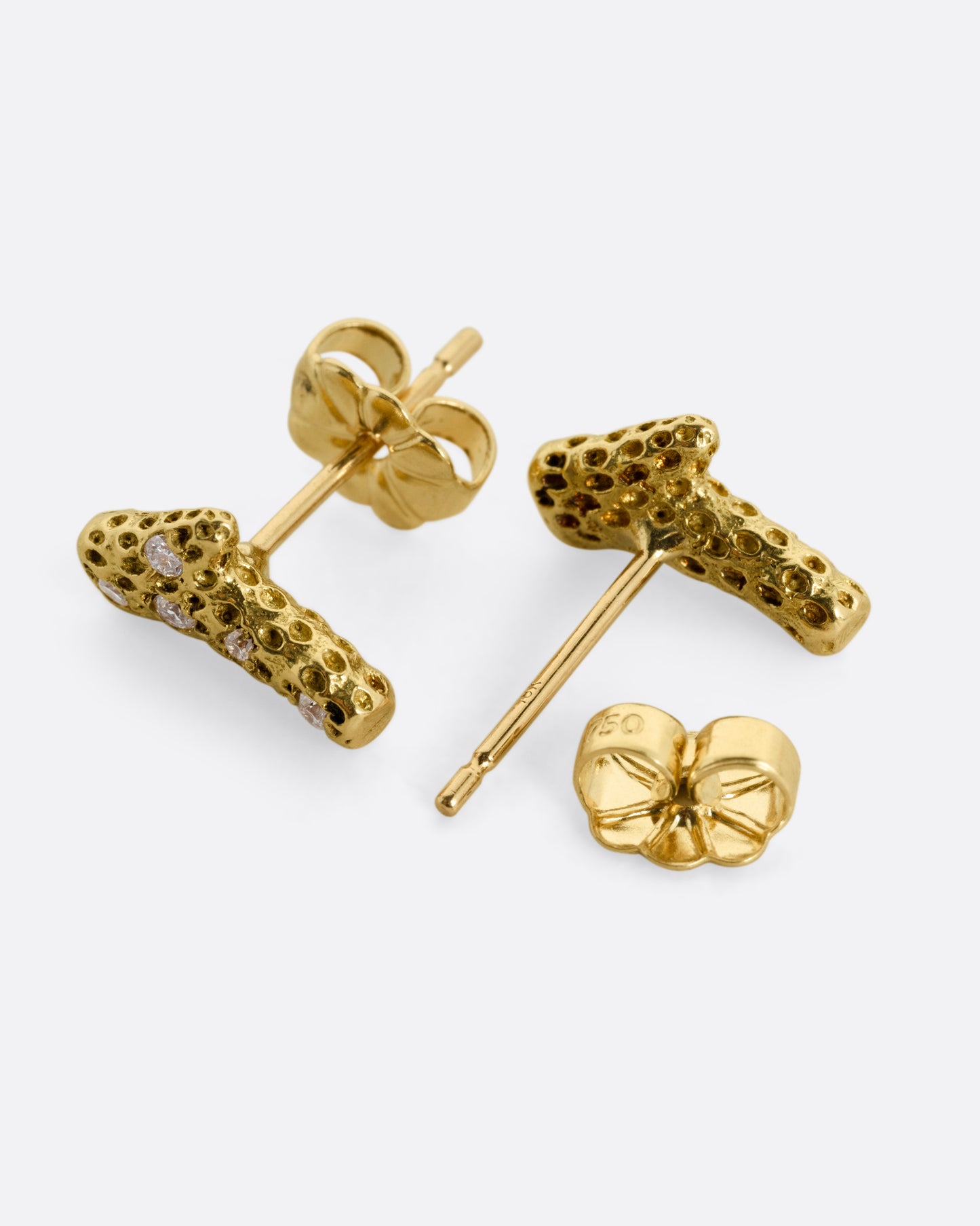 Sea Coral Diamond Stud Earrings