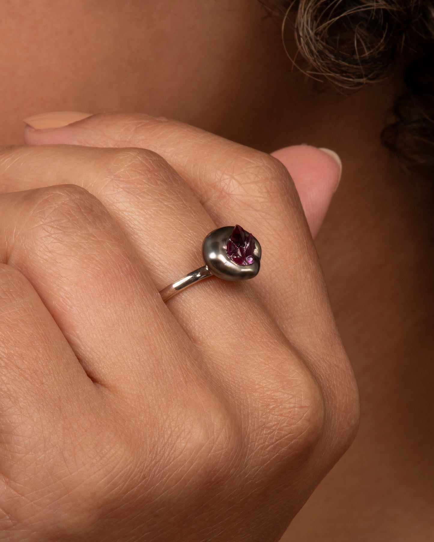 Ruby Lined Pearl Ring