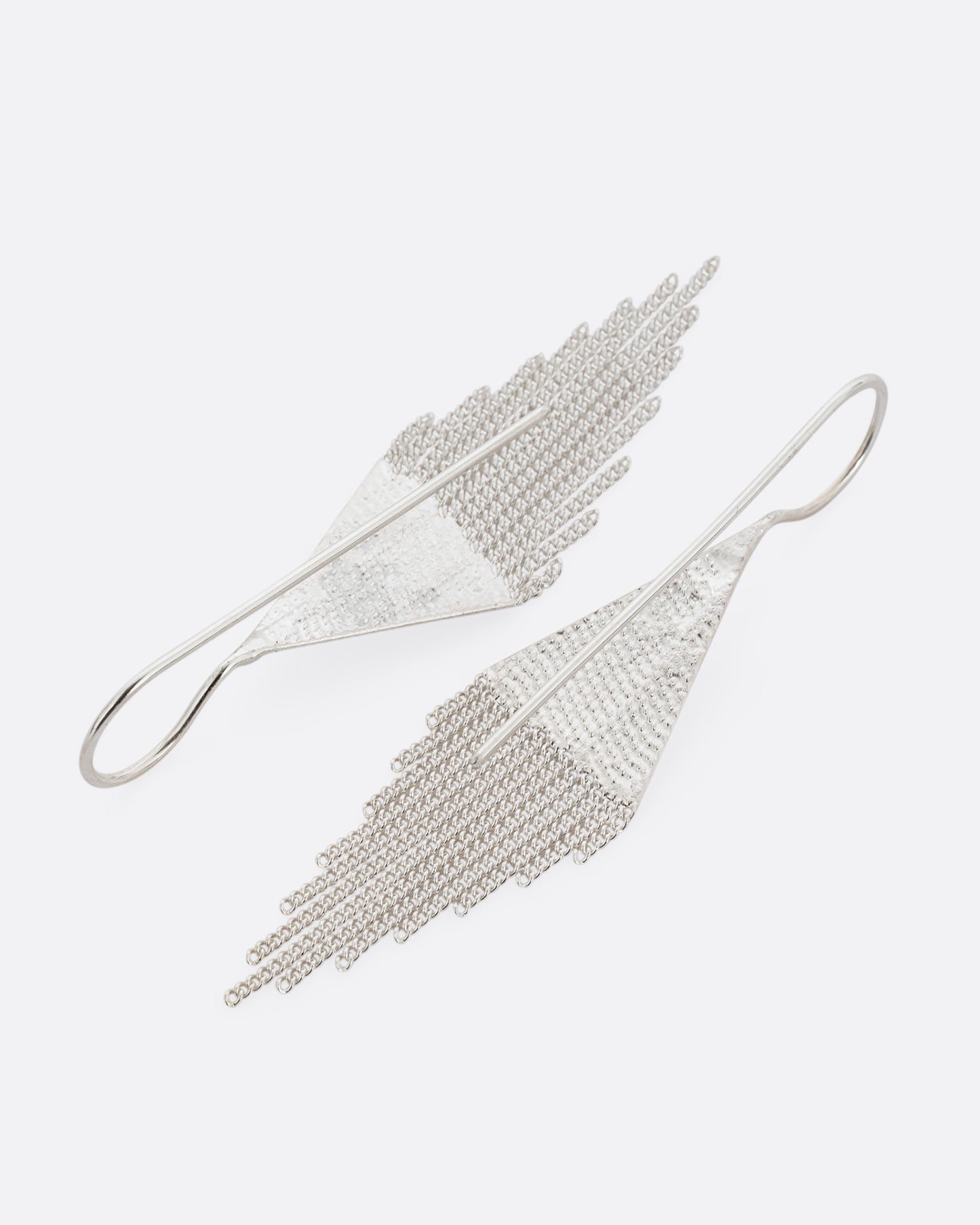HANNAH KEEFE SILVER DIAMOND TASSEL HOOK EARRINGS W/ STERLING SILVER HOOKS AND CHAIN AND SILVER SOLDER - PAIR *SEE NOTES*