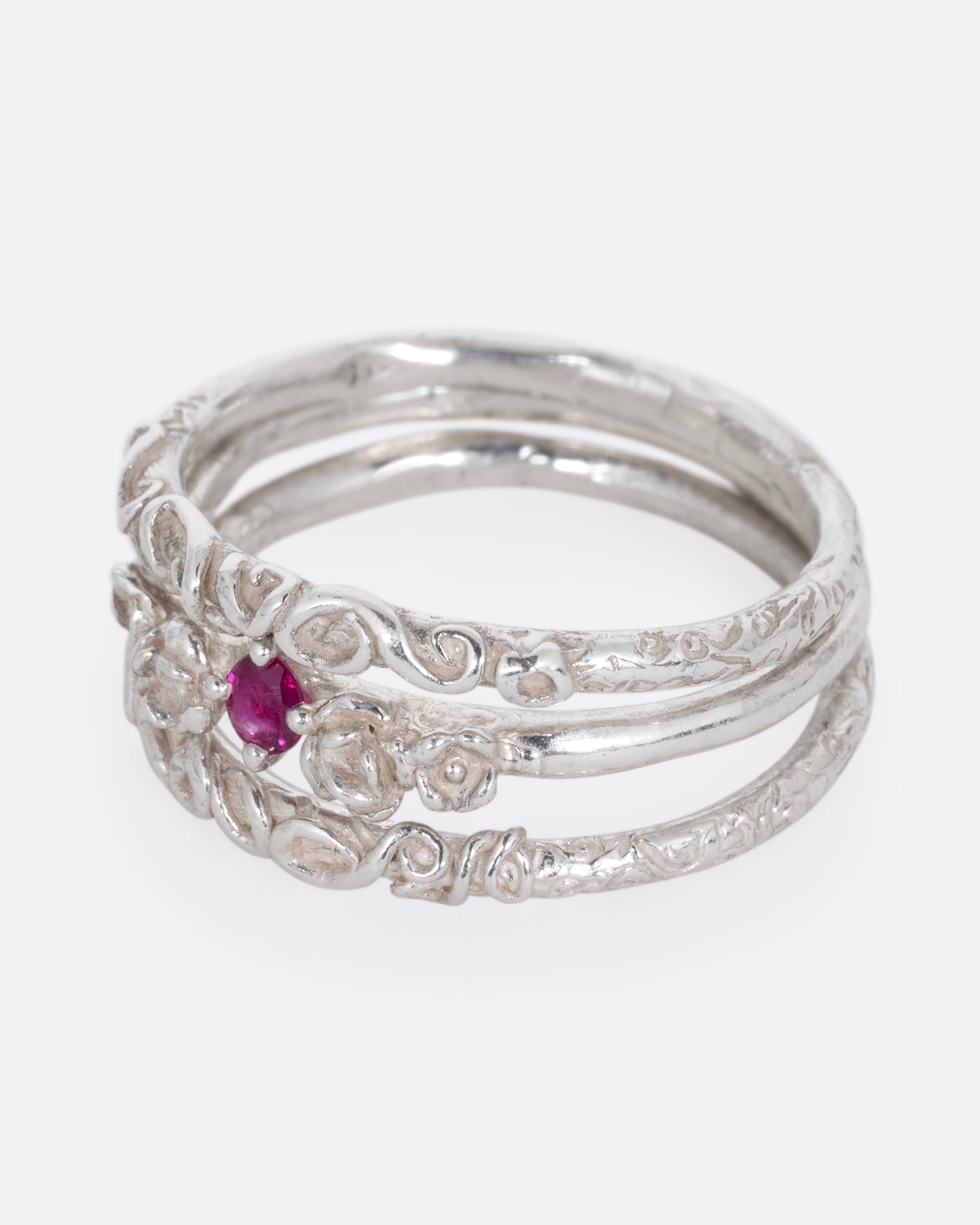 Rosary Stack Ruby Ring