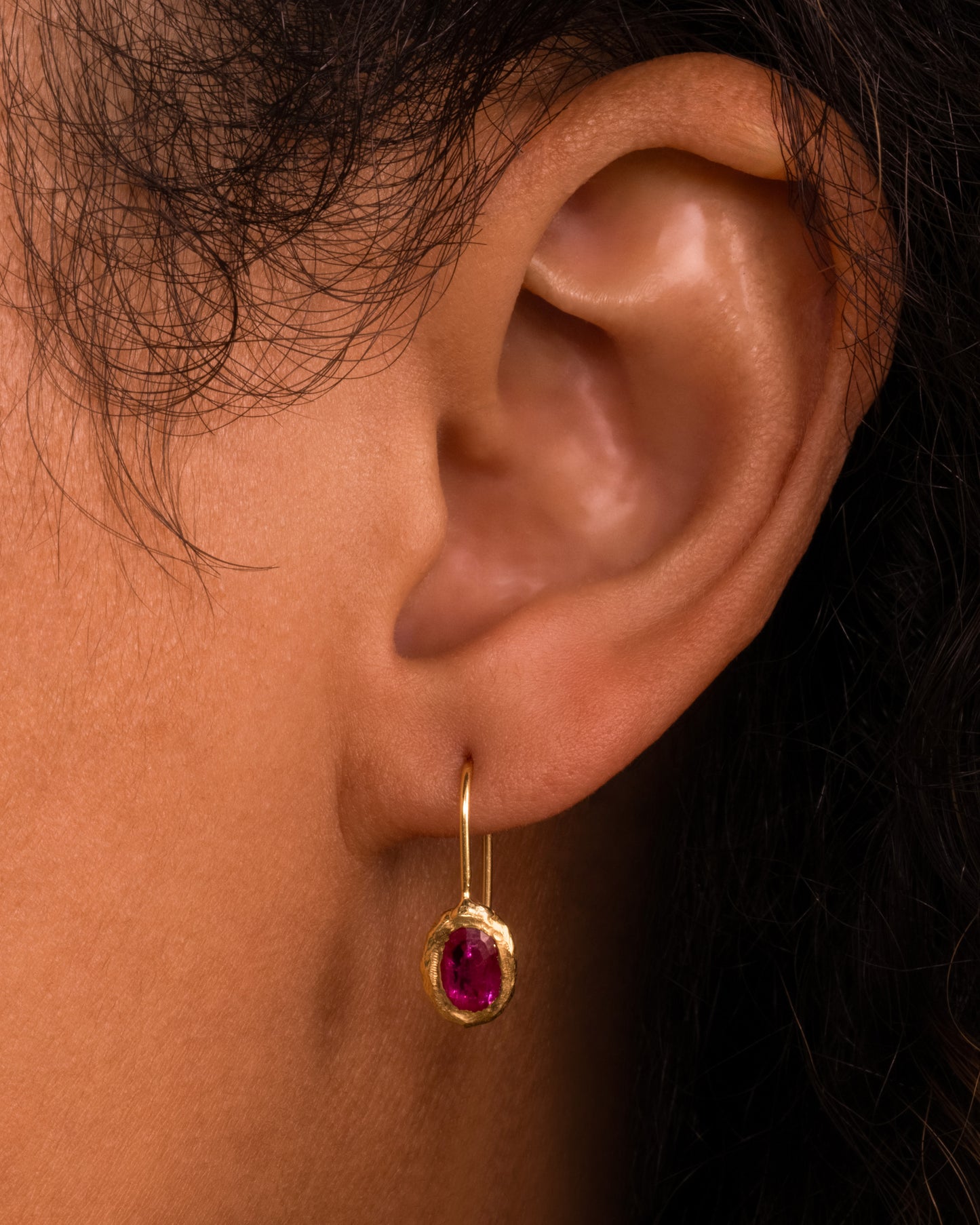 Fixed Hook Pink Sapphire Earrings