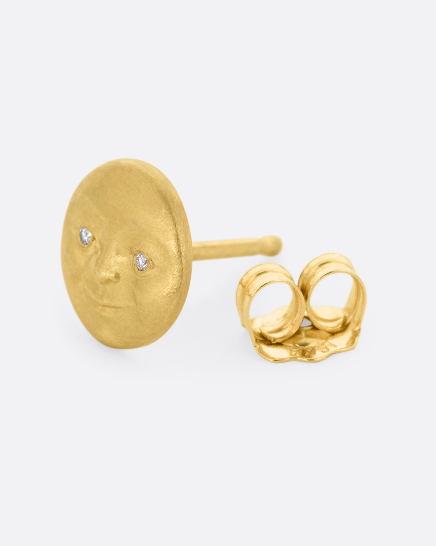 Tiny Moonface Diamond Stud Earring