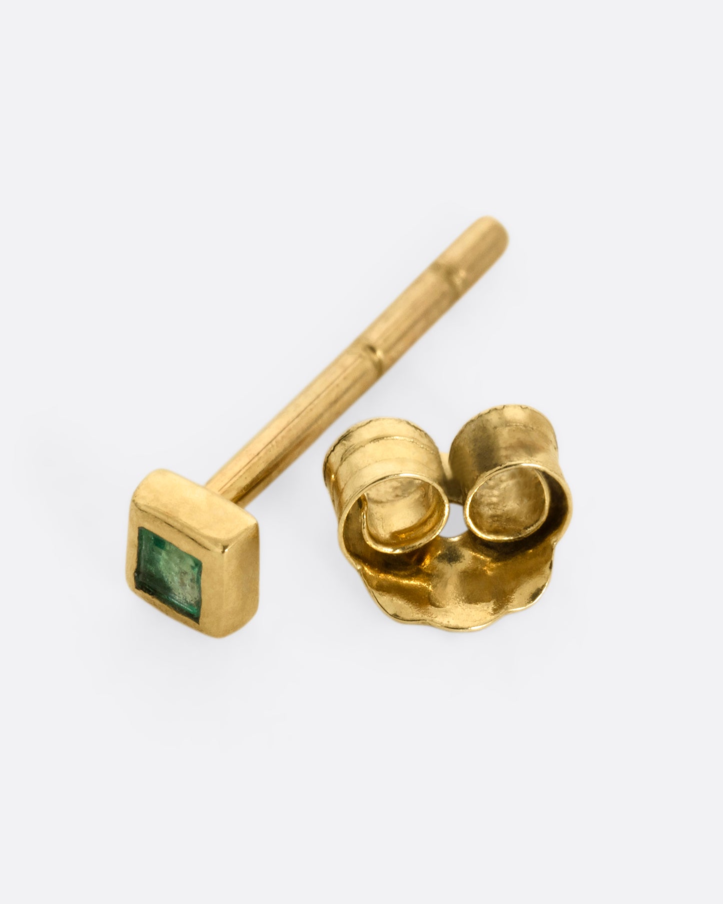 Mini Princess Cut Emerald Stud Earring