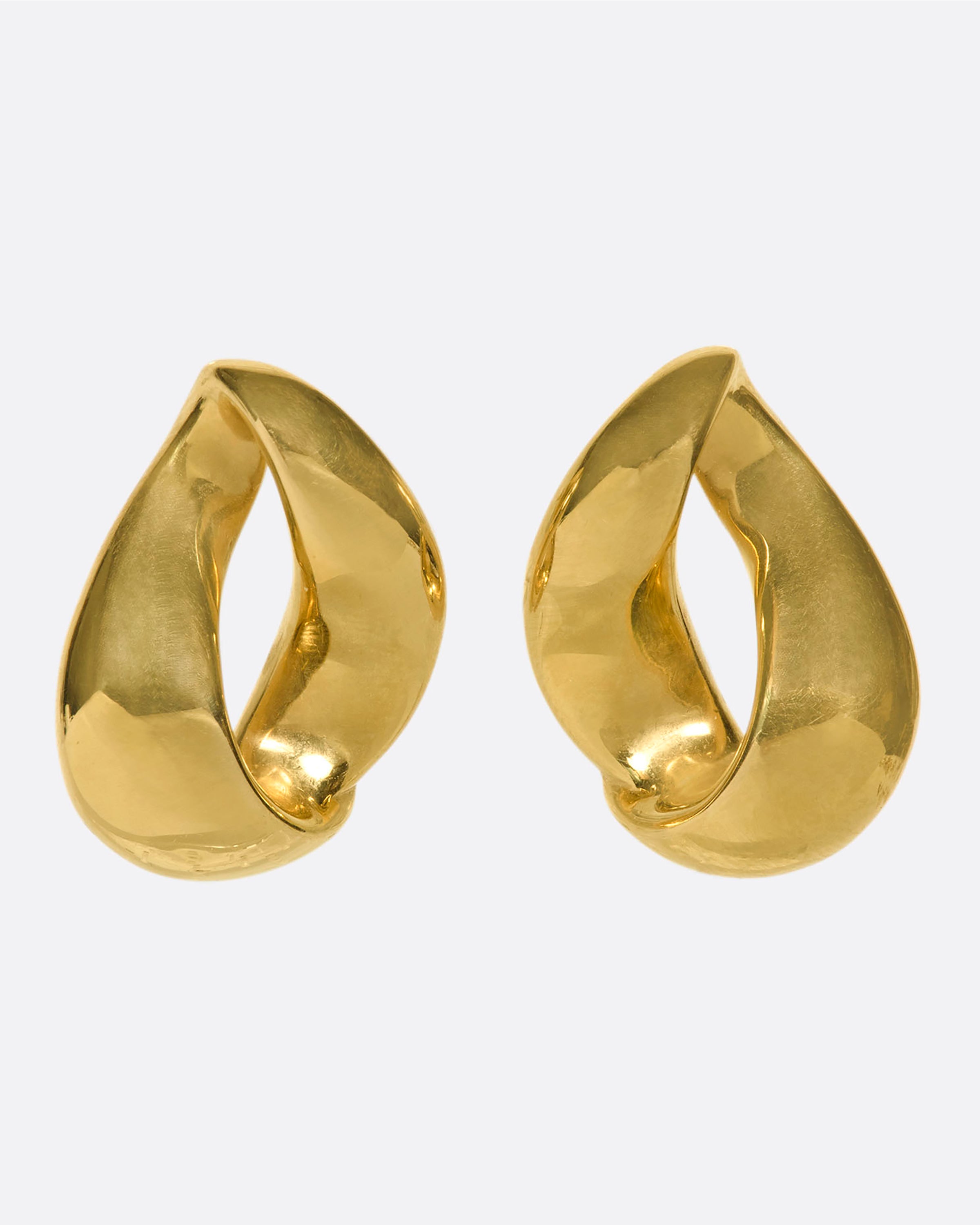 Vintage Yellow Gold Folded Hoop Earrings Love Adorned