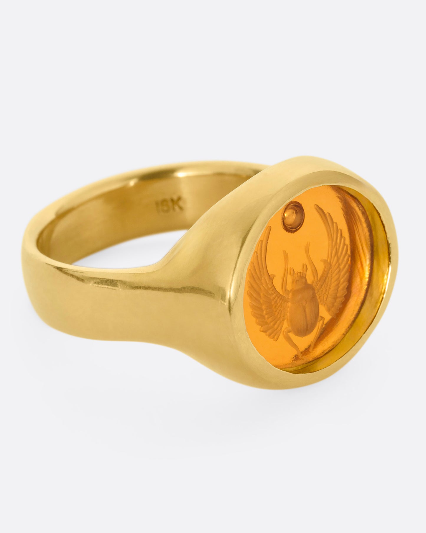 Citrine Scarab Intaglio Ring