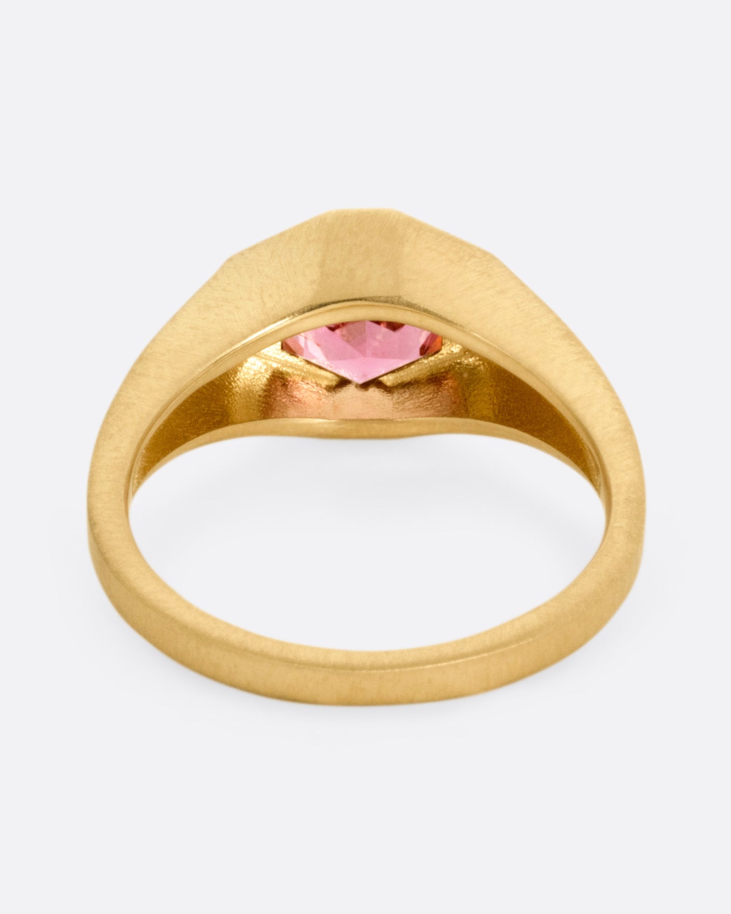 Hexagonal Pink Tourmaline Signet Ring