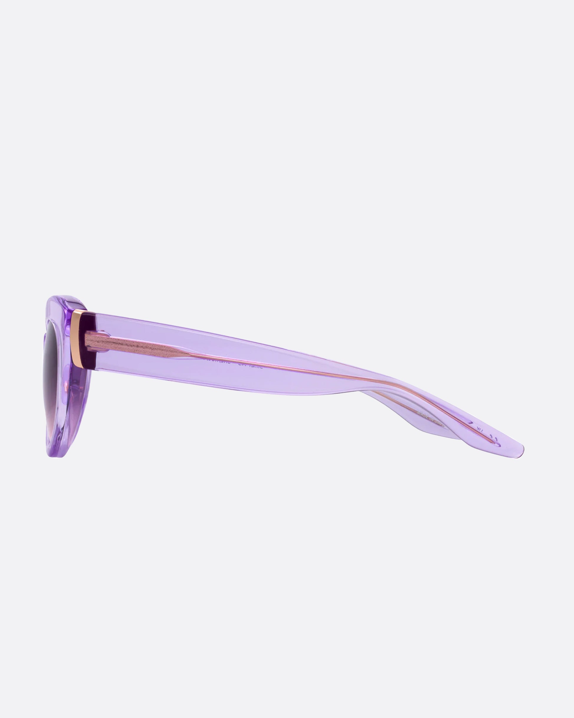 These sheer lilac frames have 24k gold plated titanium details, need we say more?
