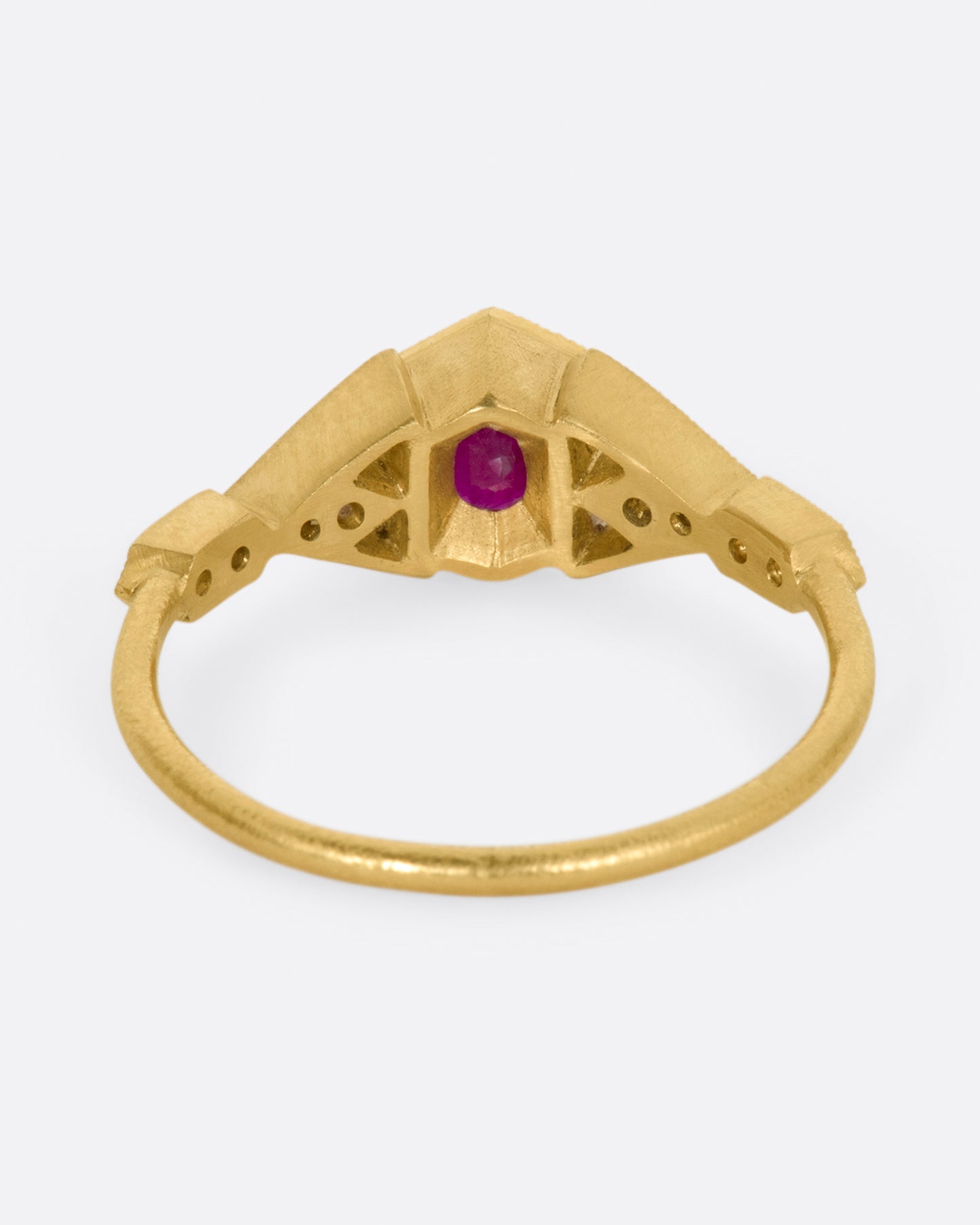 A new variation of DMD Metal's Vestra series, this time with a round ruby at its center.