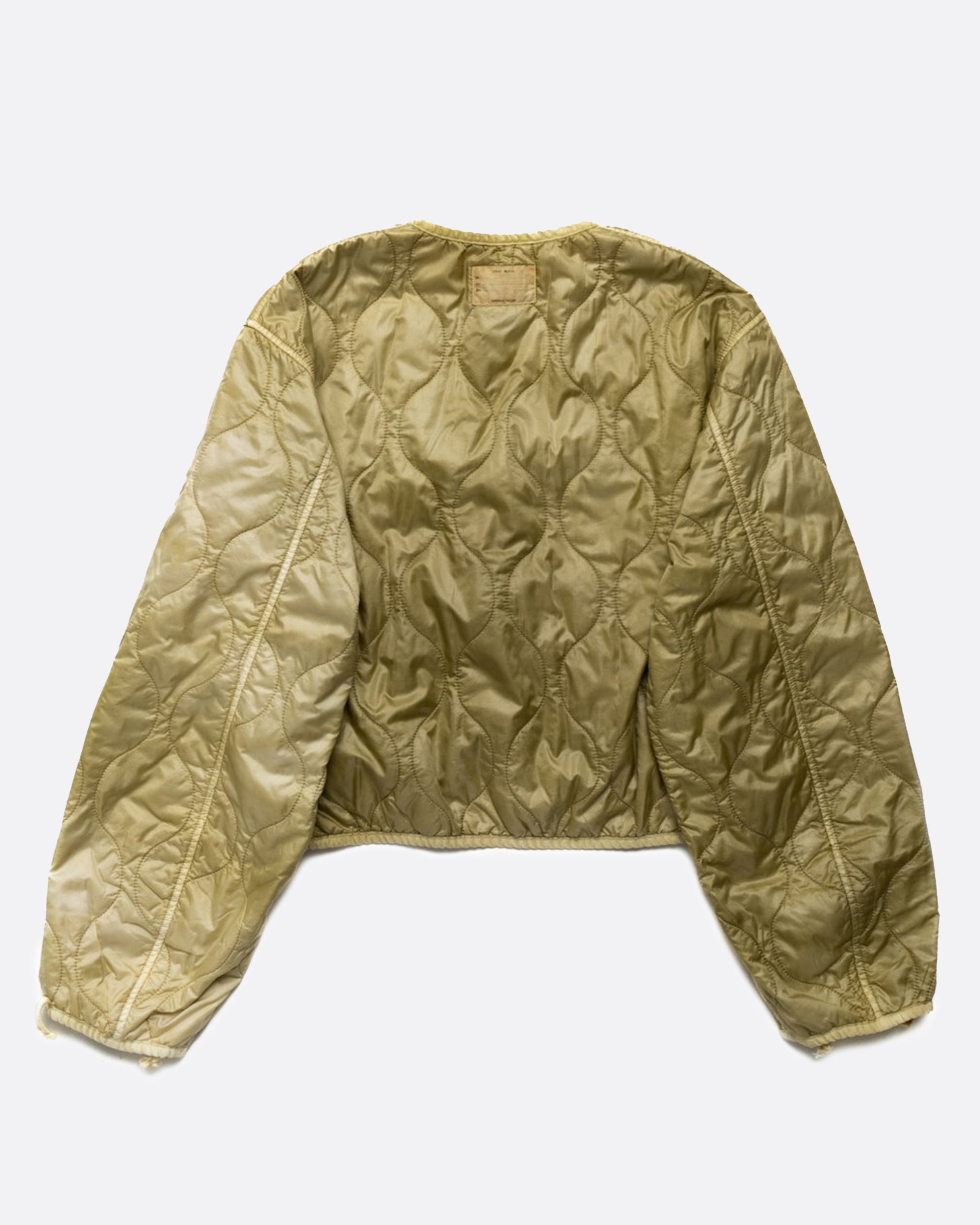 A nylon, quilted, dip-dyed bolero jacket in an olive-y khaki - your new everyday jacket!