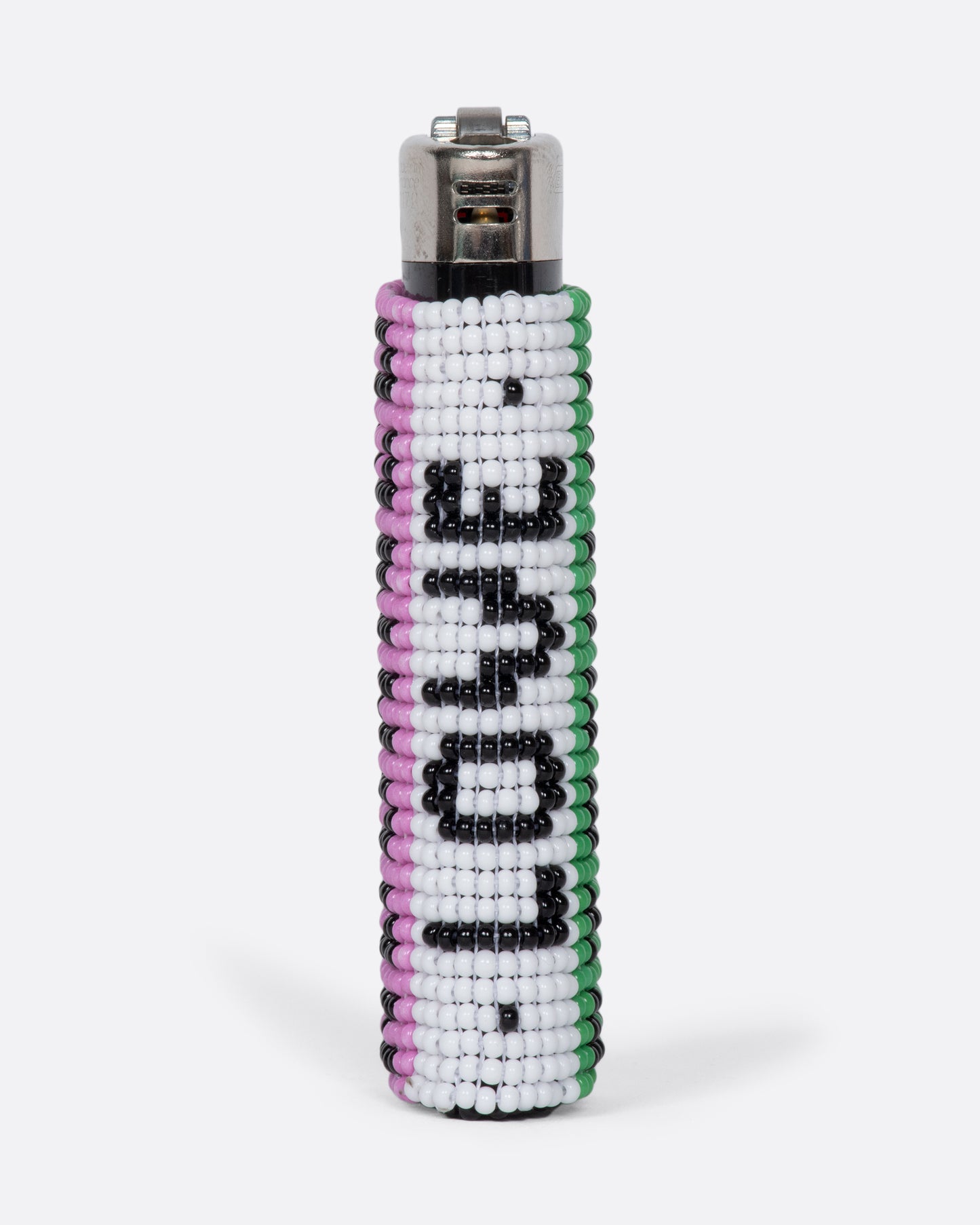 This beaded lighter cover says, "Love Adorned, Love Eternal,"