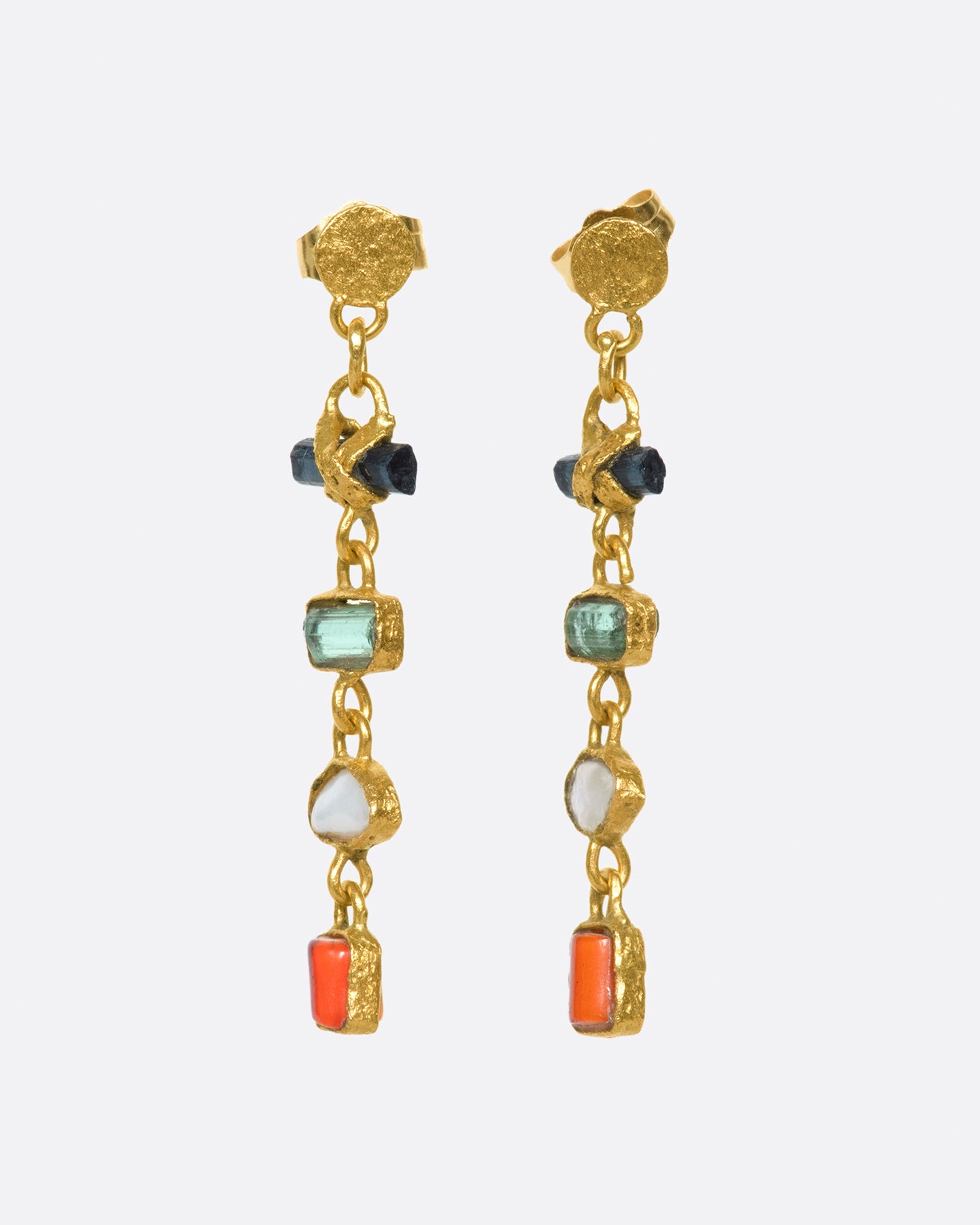 Made from some of Lou Zeldis' favorite findings, these multicolor earrings are equally cool dressed up or down.