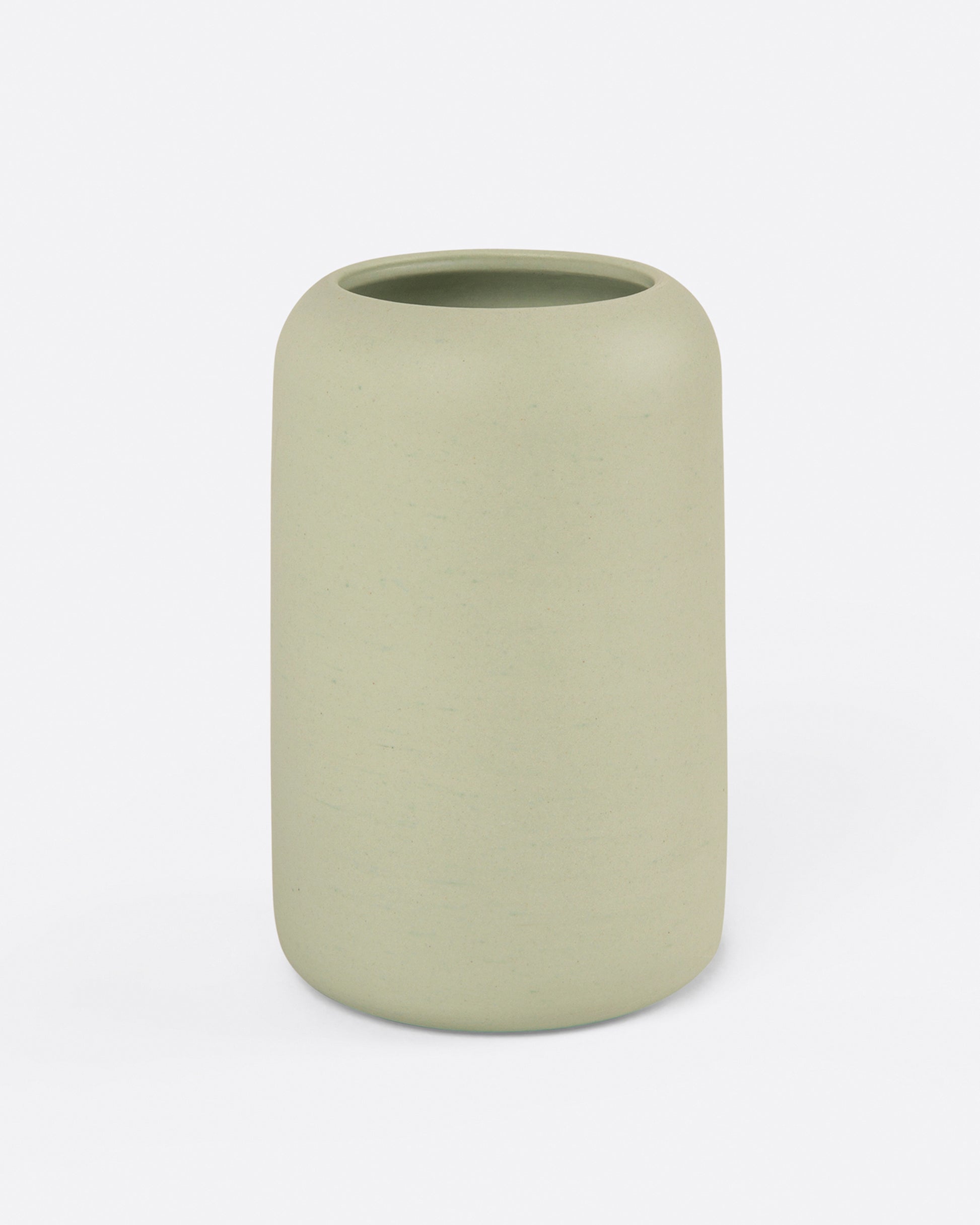 A green porcelain vase, shown from the front.