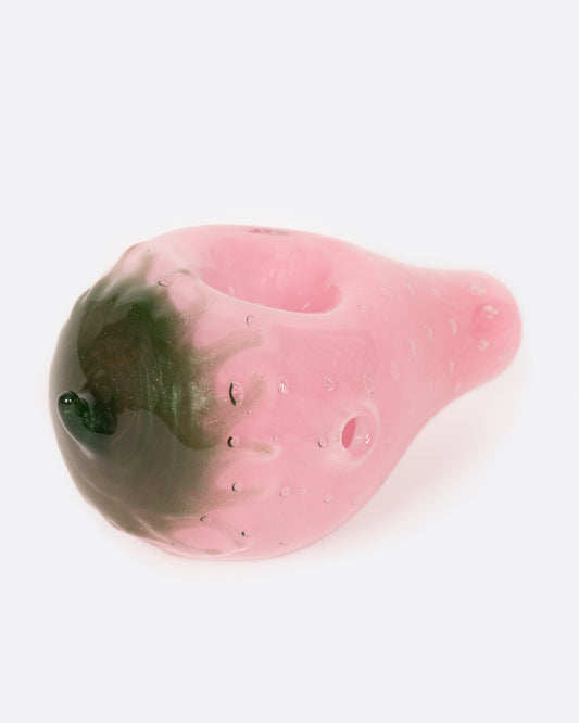 Light pink with seed-like bubbles and metallic flecks in its stem; this pipe is both sweet and functional.