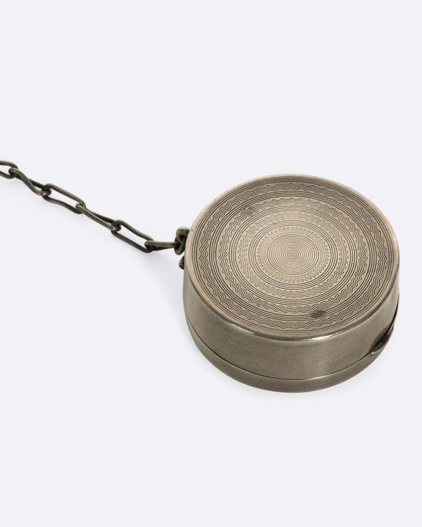 This Victorian pill box has a mirror on the underside of its lid, making it a perfect little compact to take on the go.