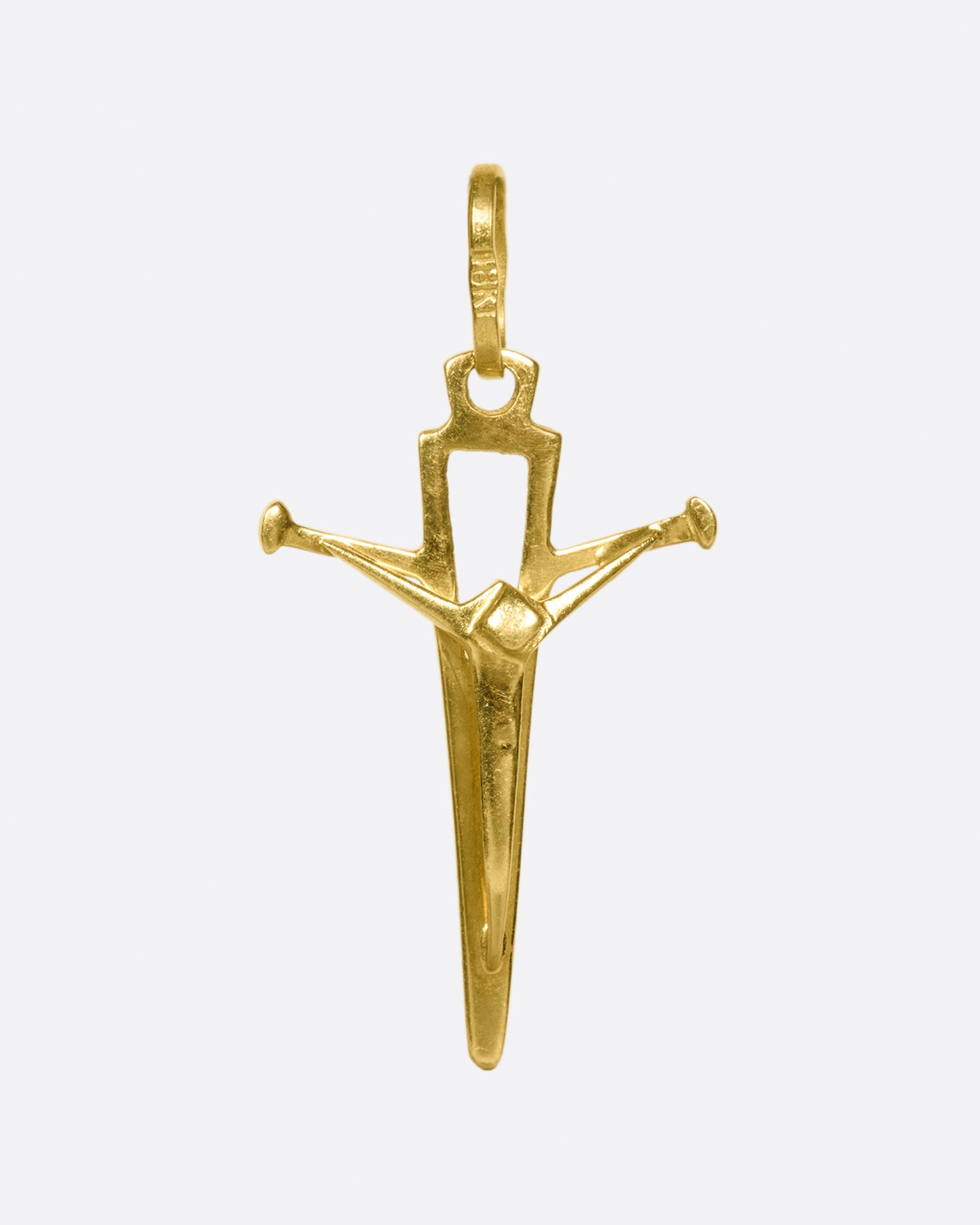 A sword-like cruciform pendant.