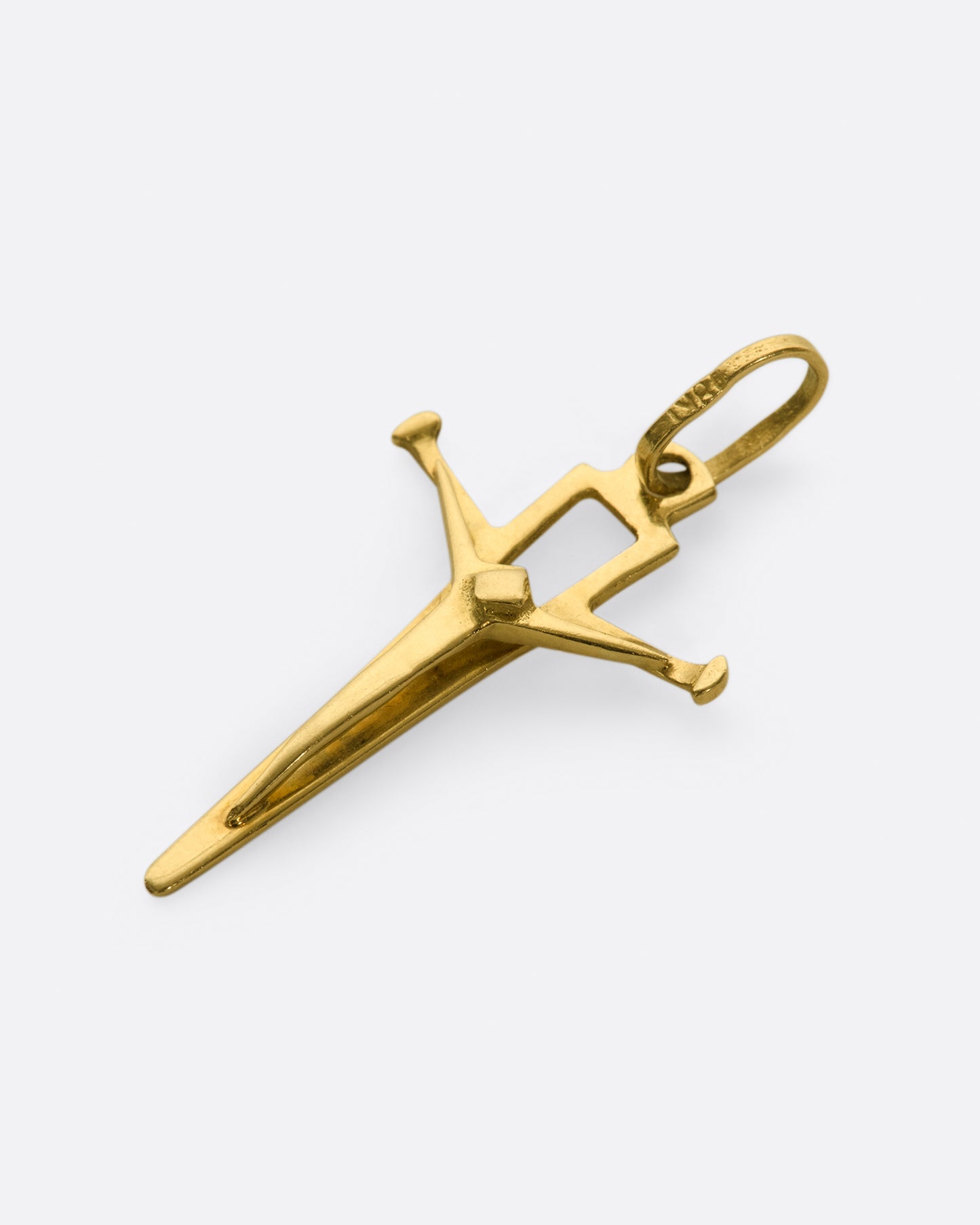 A sword-like cruciform pendant.