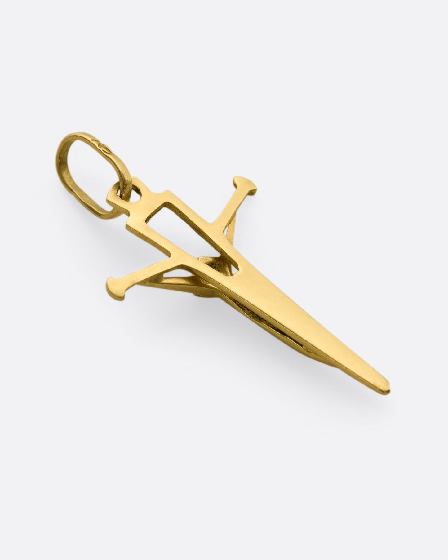 A sword-like cruciform pendant.