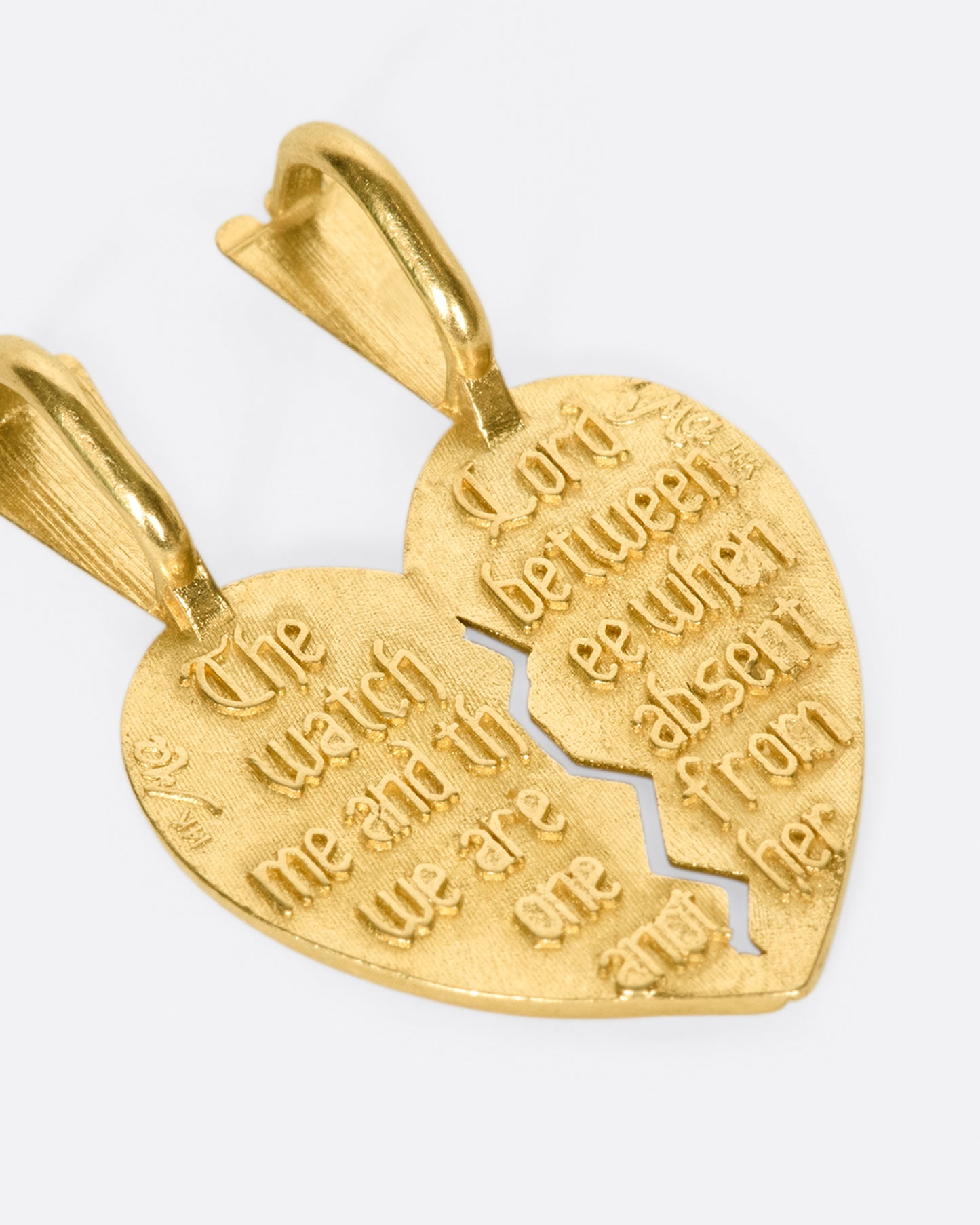 These mizpah charms are meant to be broken apart by the two people who will hold them.