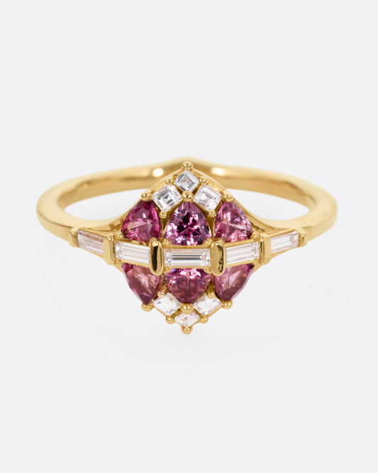 Garnet and Diamond Cluster Ring