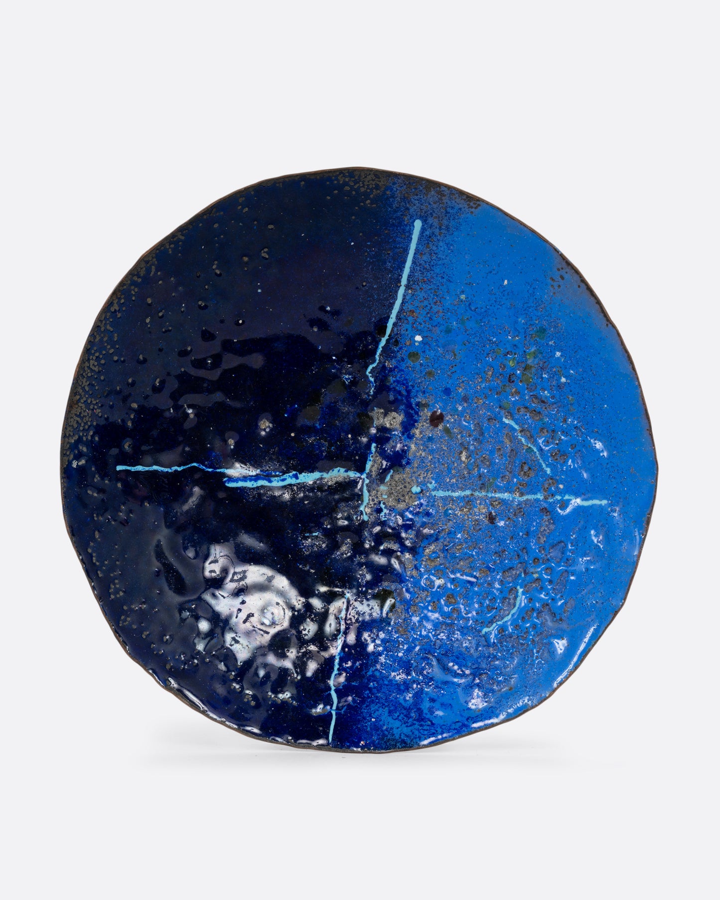 Abstract Blue Enamel Plate