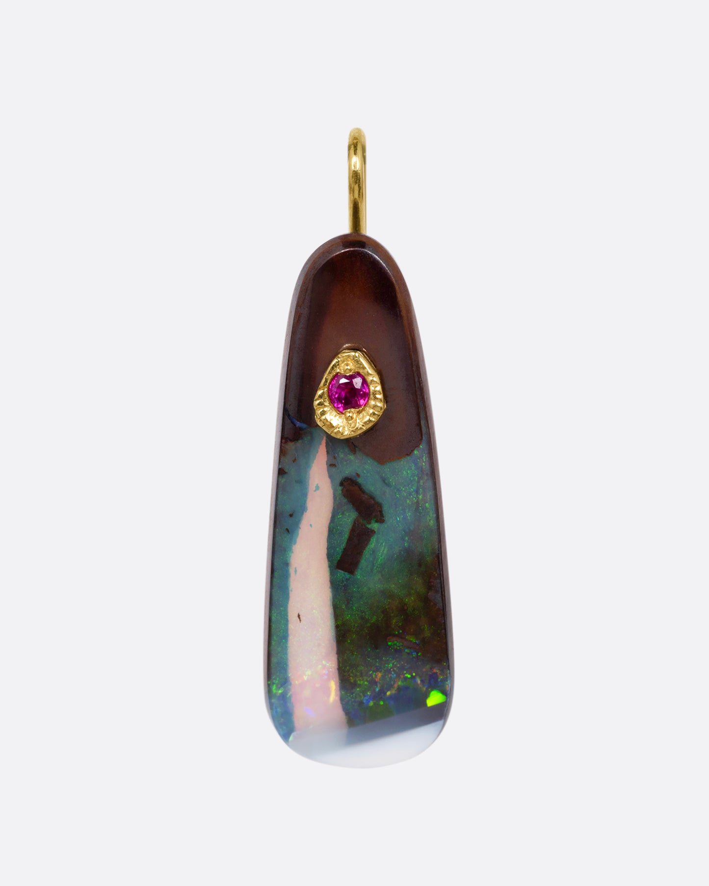 Boulder Opal and Pink Sapphire Charm