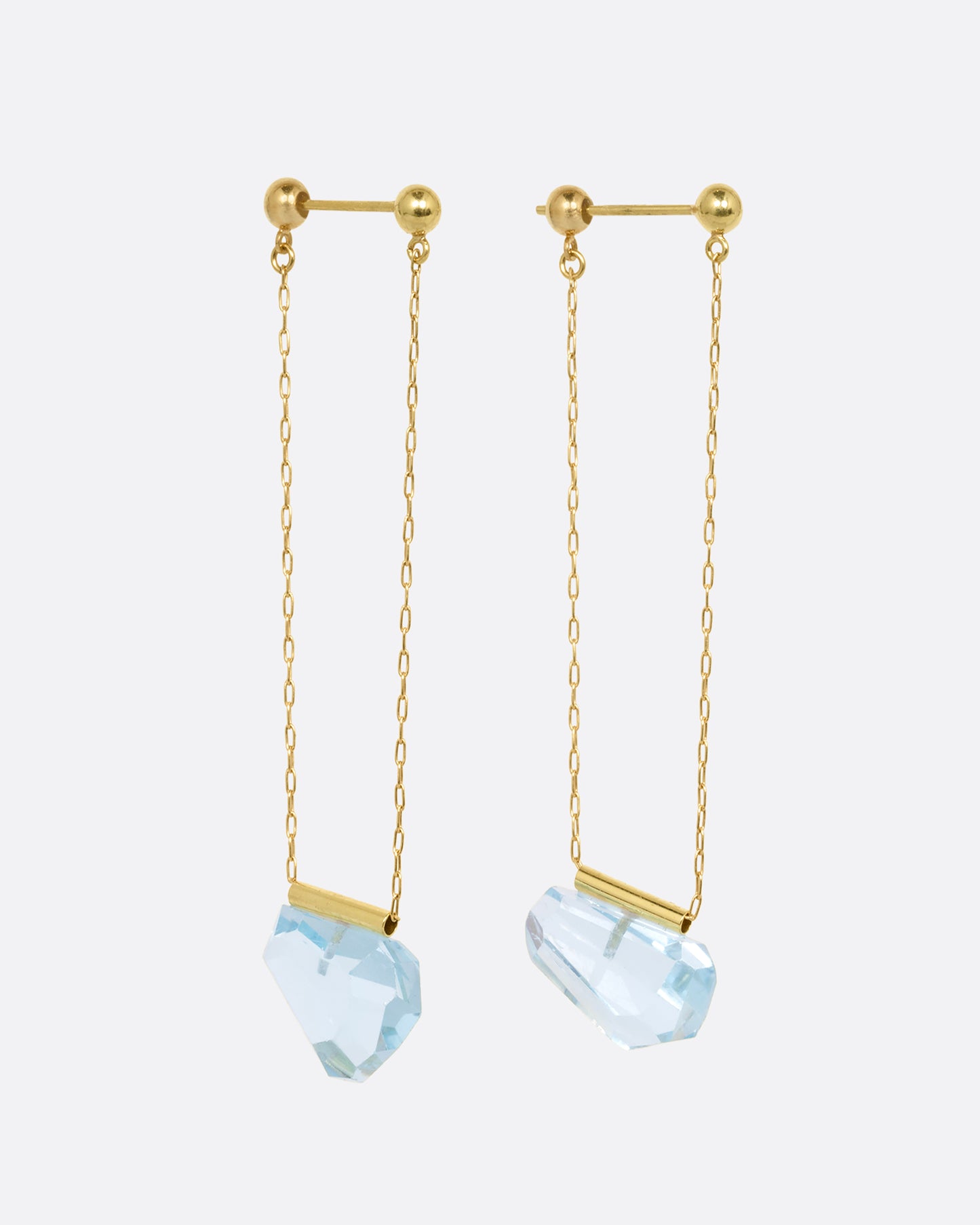 Blue Topaz Chain Drop Earrings