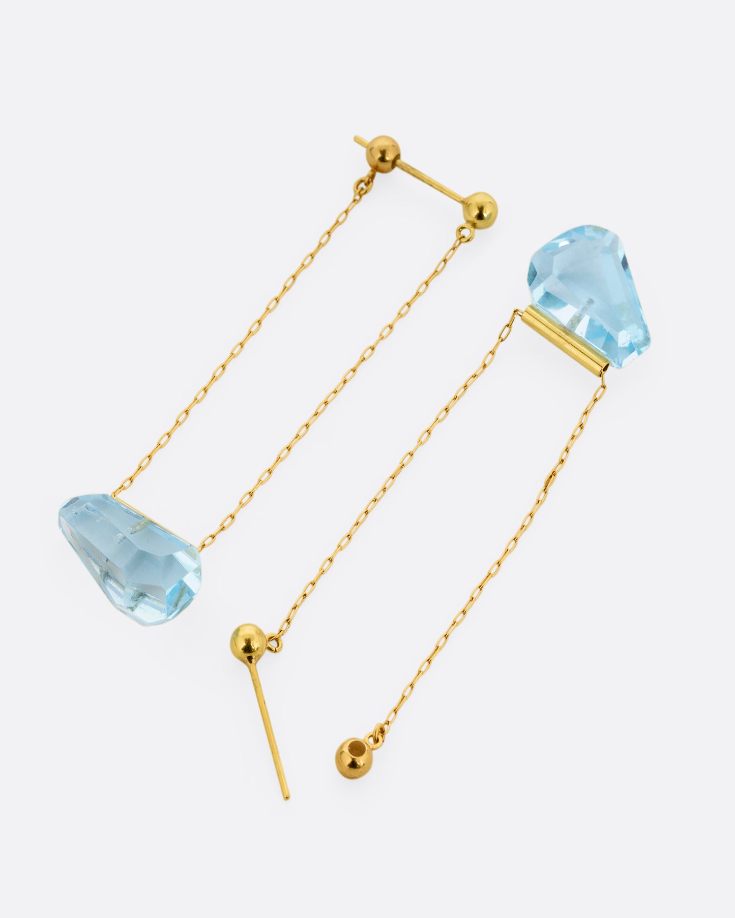 Blue Topaz Chain Drop Earrings