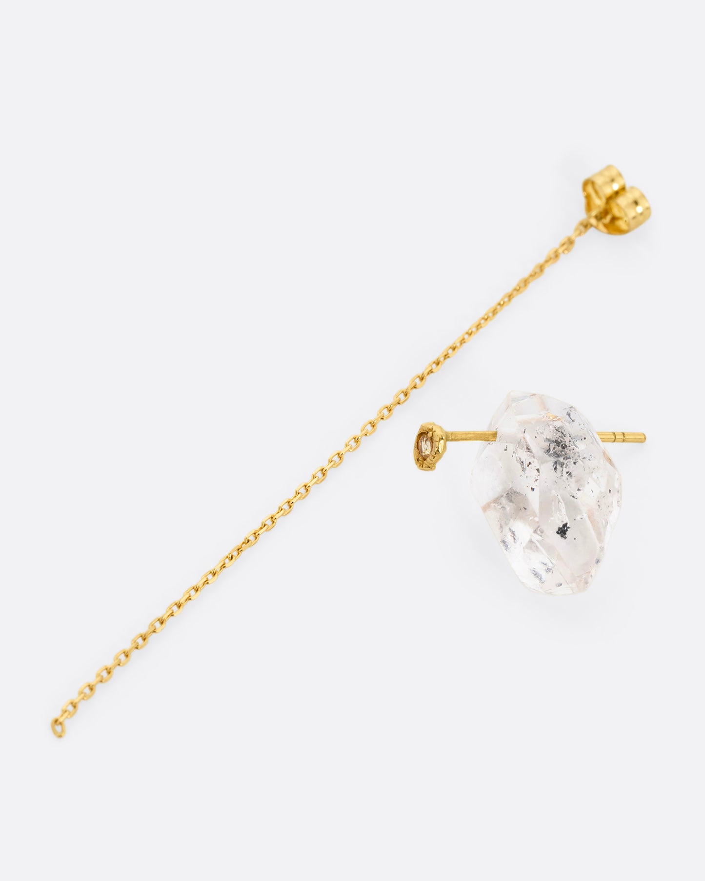 Pin and Chain Quartz Stud Earring