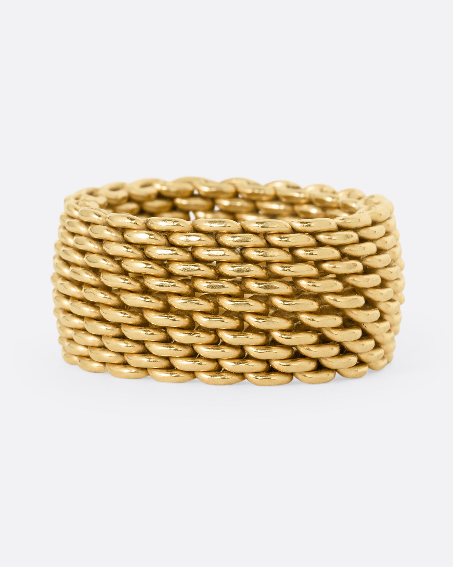 A yellow gold mesh Tiffany and Co. ring. 