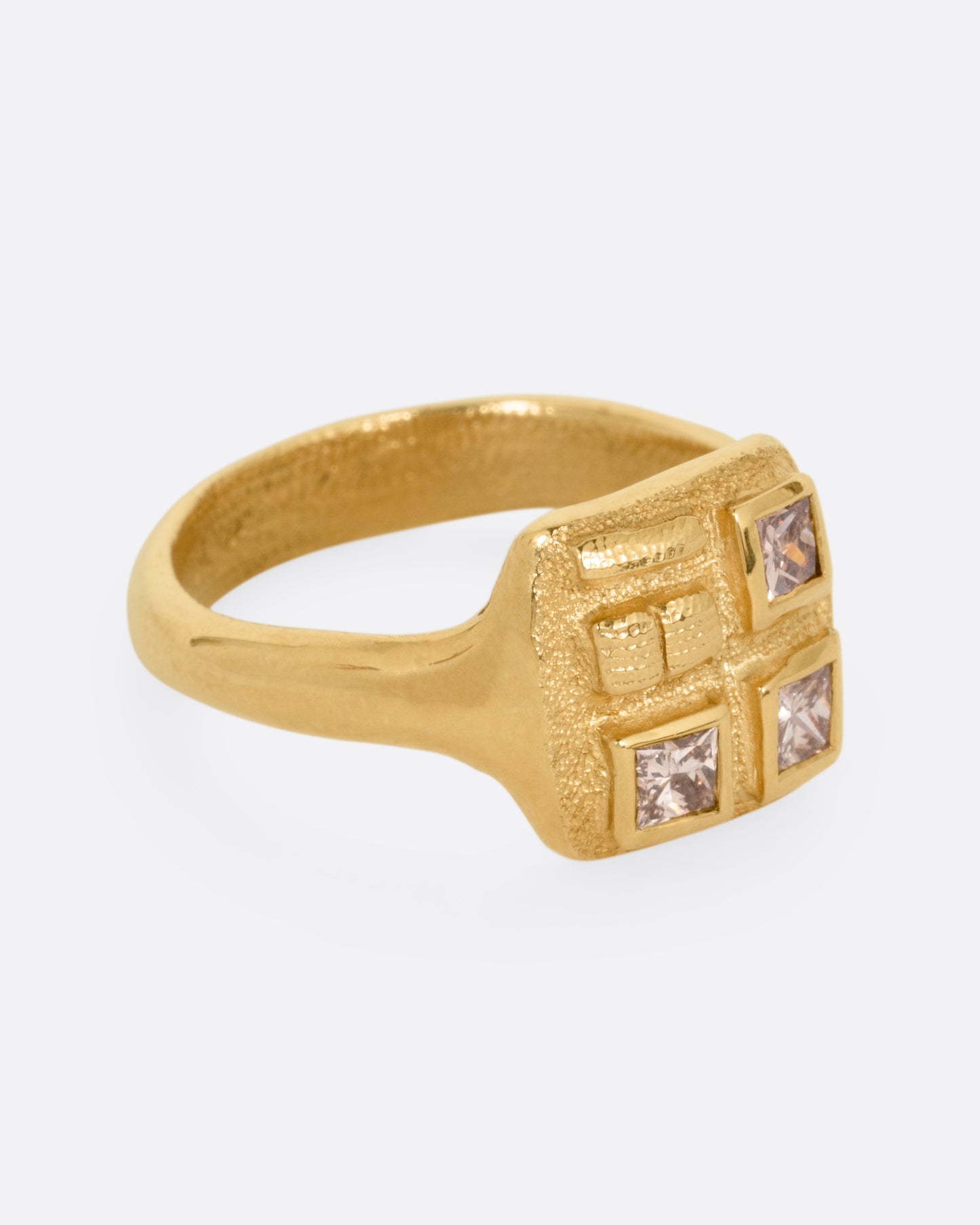 Brown Diamond Trio Signet Ring
