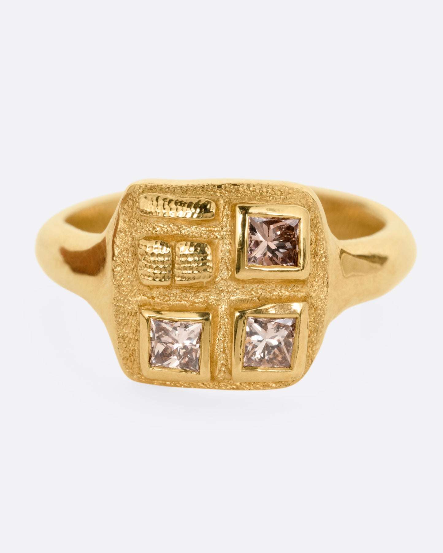 Brown Diamond Trio Signet Ring