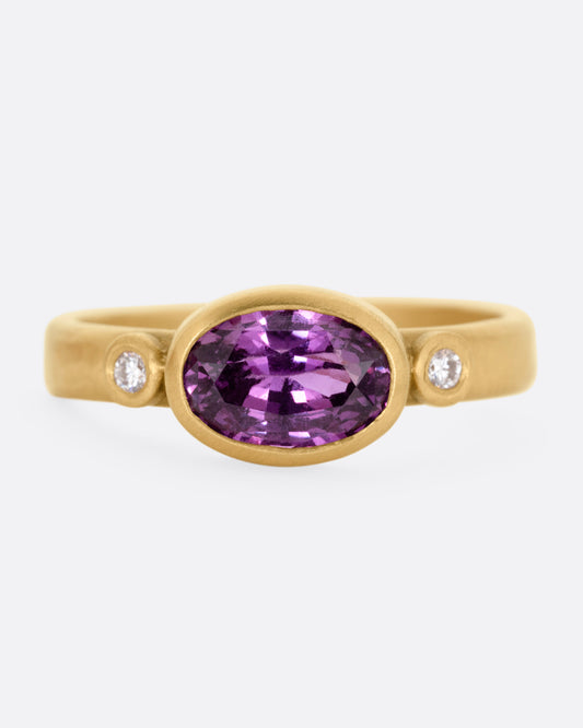 Plum Sapphire and Diamond Ring