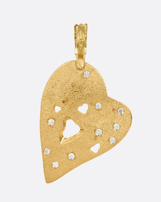 Asymmetrical Diamond Heart Pendant
