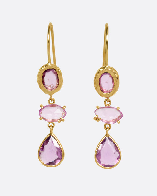 Mixed Setting Sapphire Earrings