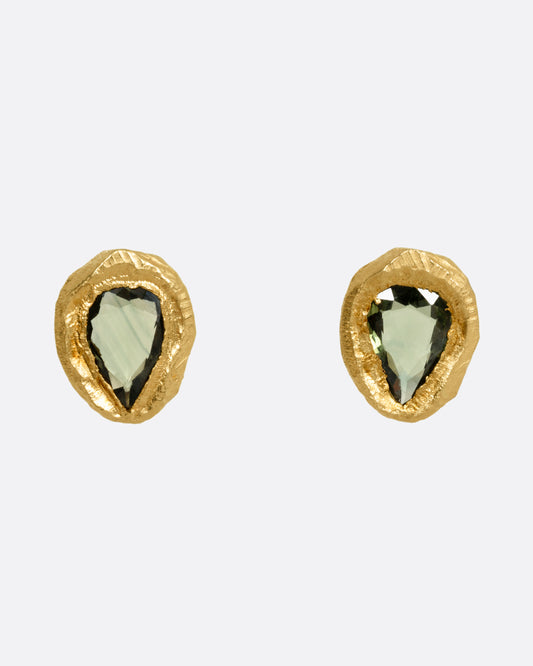 Green Sapphire Stud Earrings