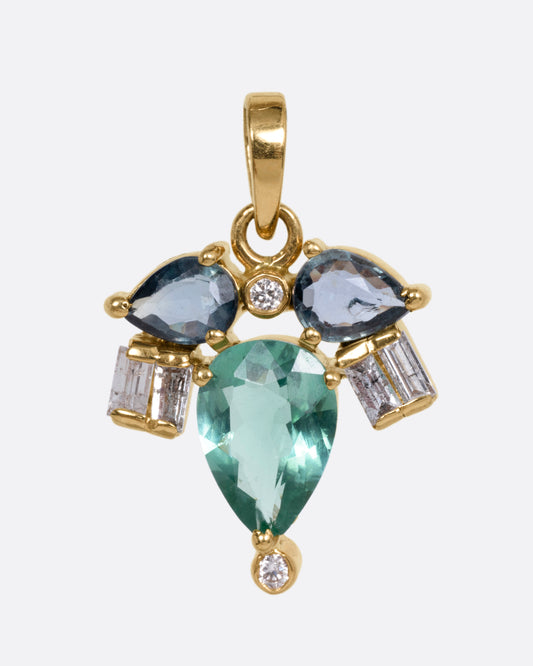 Tourmaline, Sapphire, and Diamond Firefly Pendant
