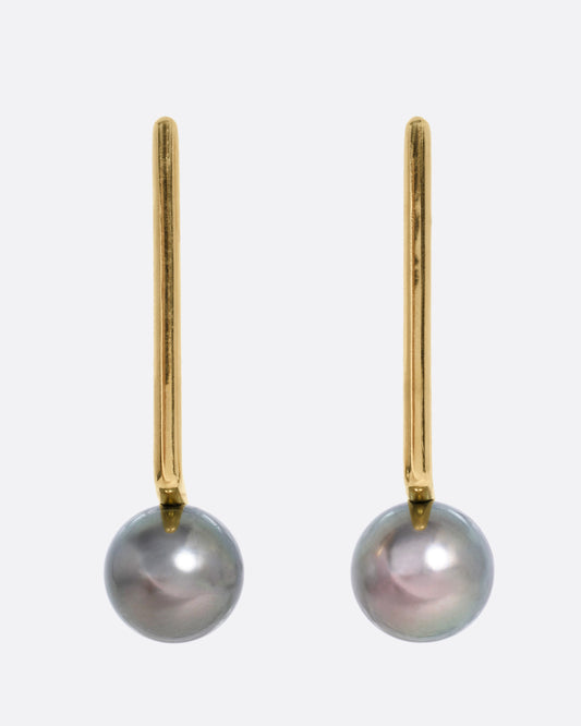 Large Black Tahitian Pearl Stud Earrings